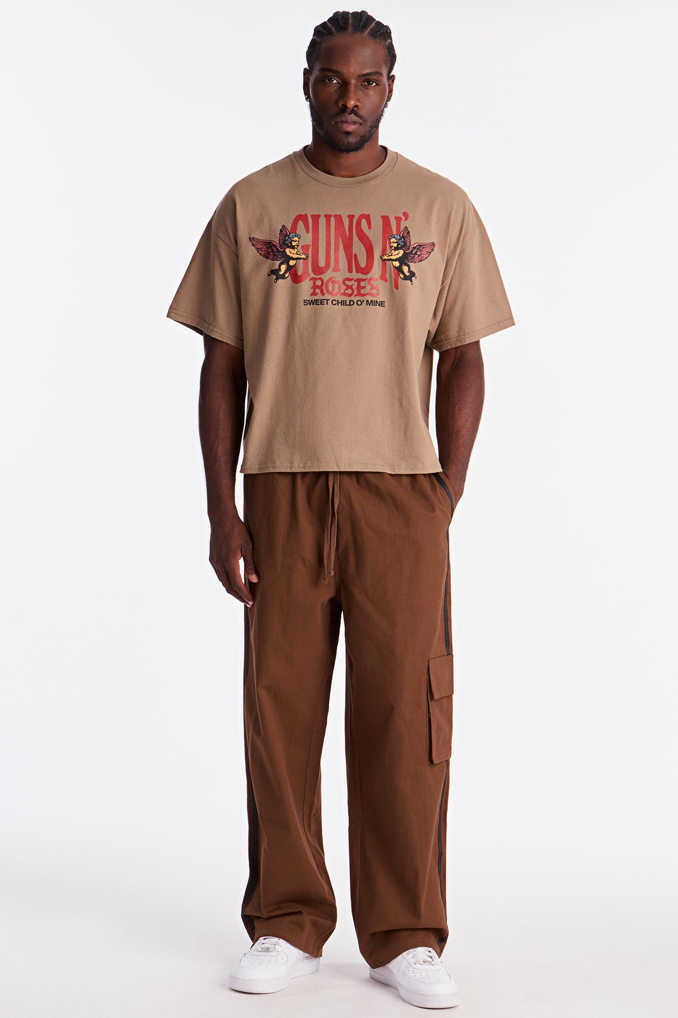 Guns N Roses Sweet Child Boxy Short Sleeve Tee - Tan