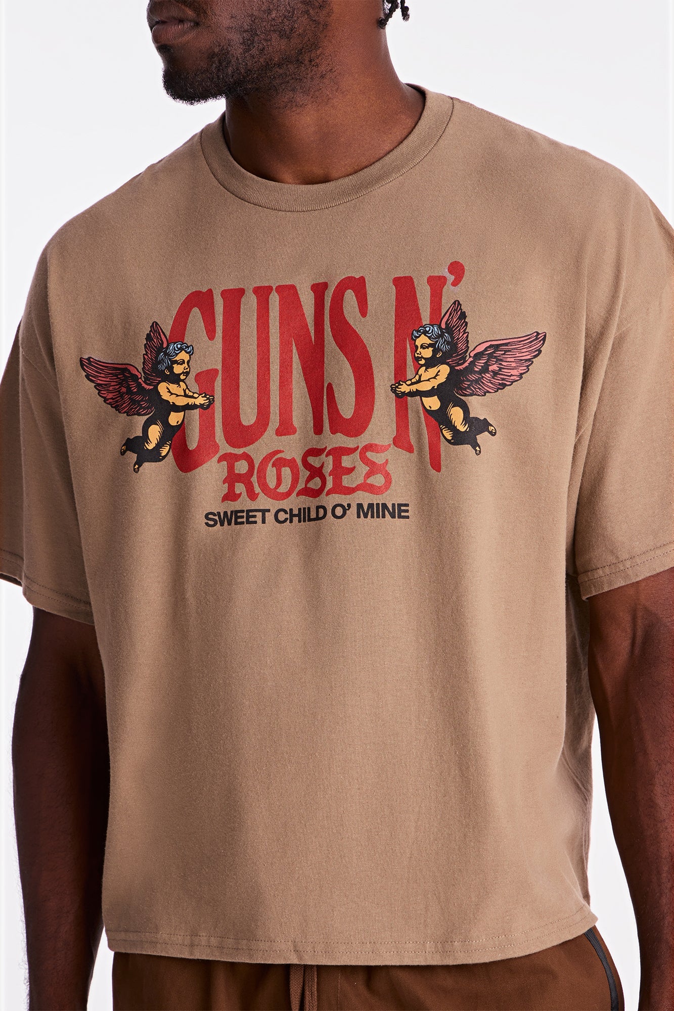 Guns N Roses Sweet Child Boxy Short Sleeve Tee - Tan