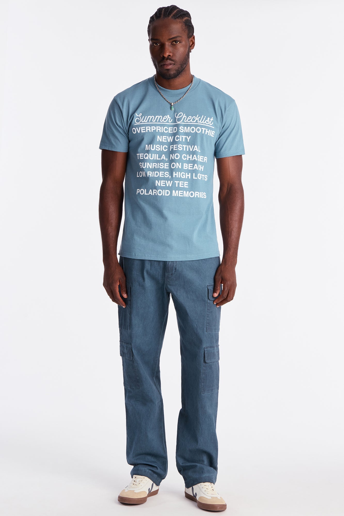 Summer Checklist Short Sleeve Tee - Blue