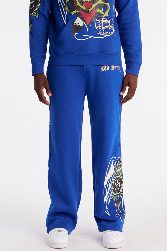 Ed Hardy Sacred Hearts Sweatpant - CobaltBlue