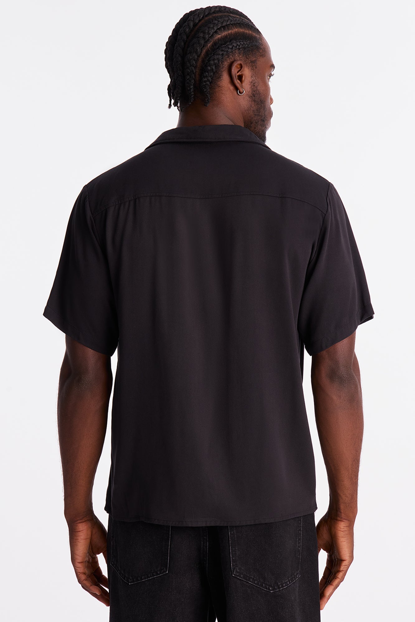 McDonalds Closed Collar Button Up Shirt - Black