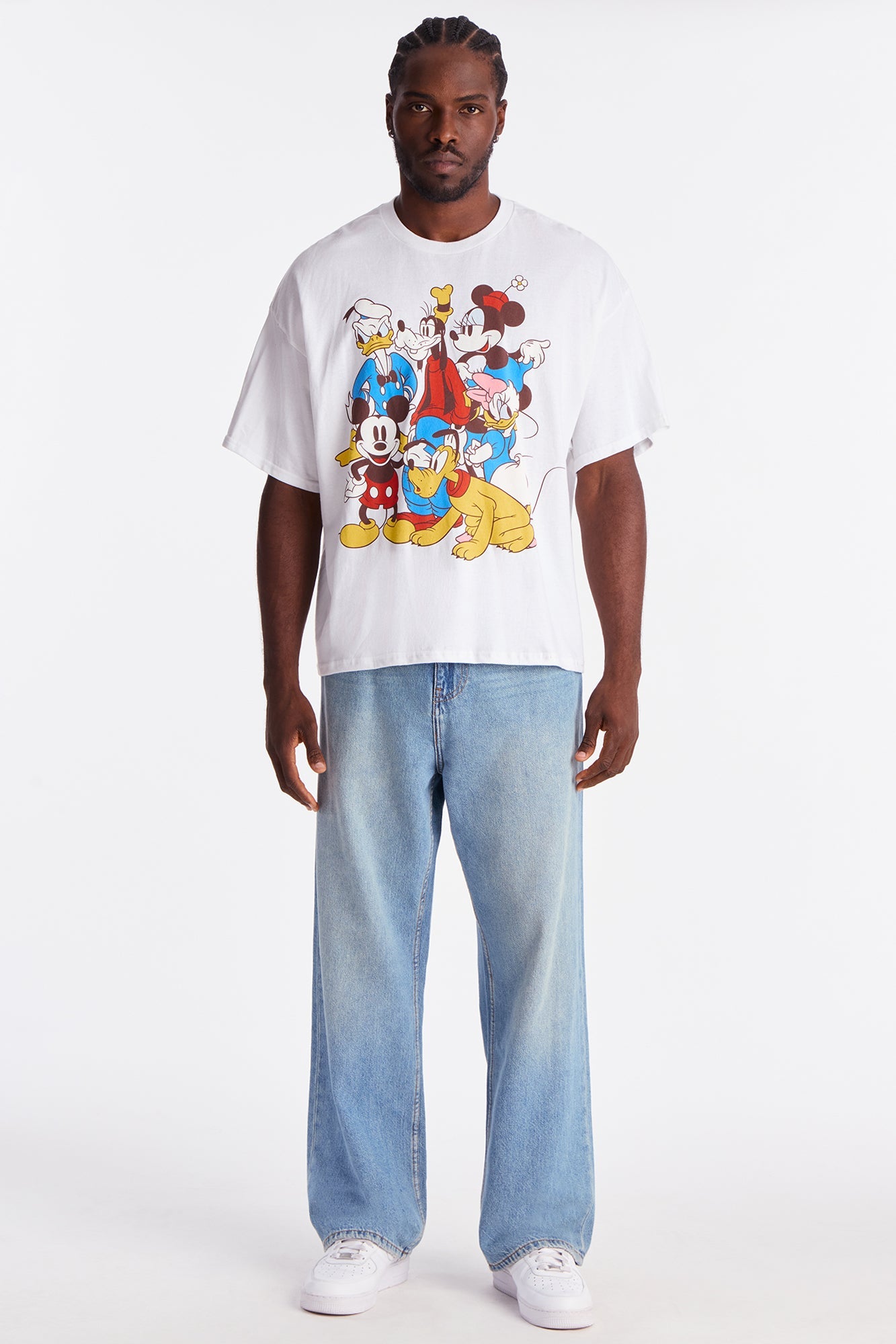 Disney Mickey And Friends Boxy Short Sleeve Tee - White