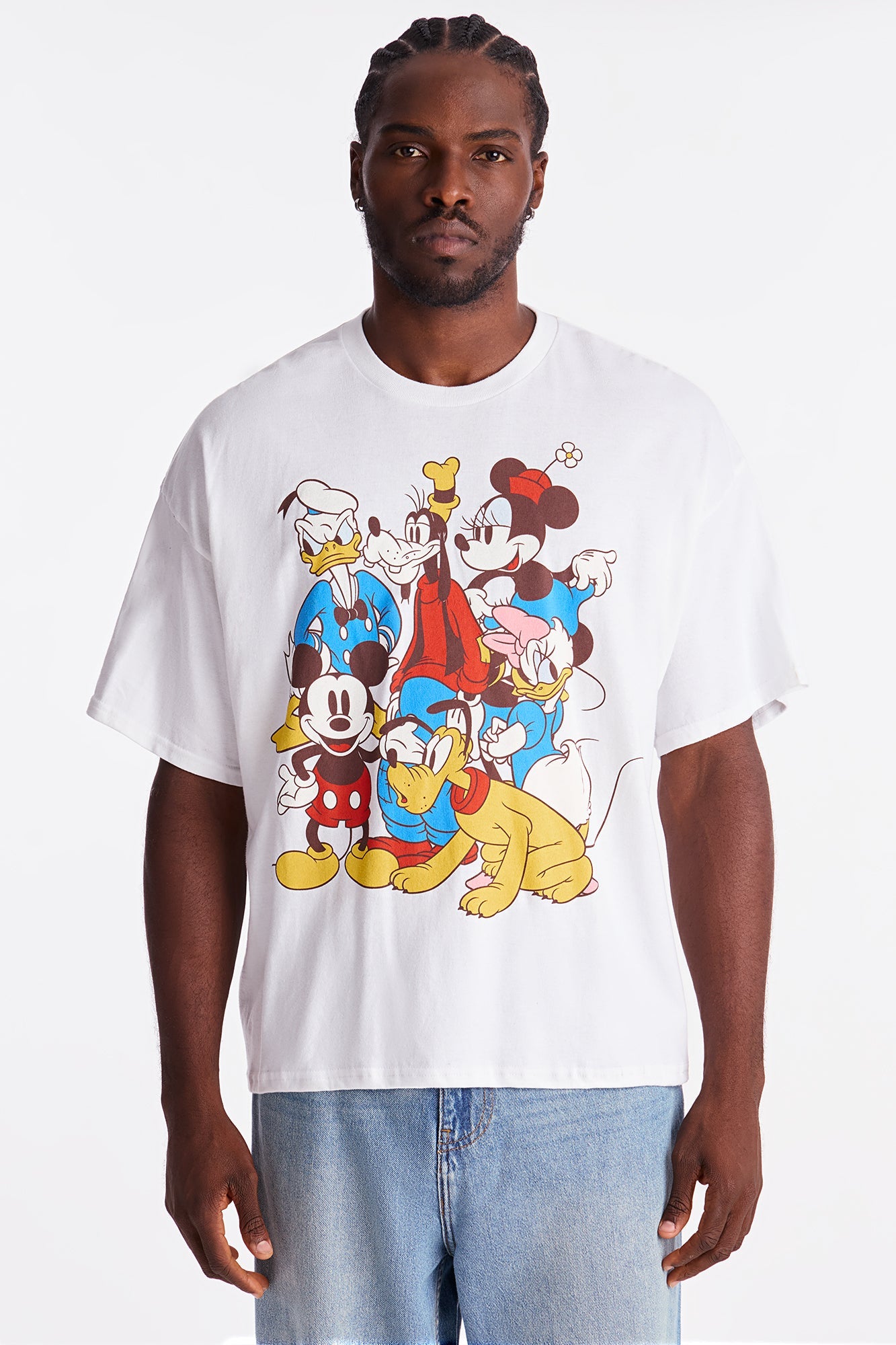 Disney Mickey And Friends Boxy Short Sleeve Tee - White