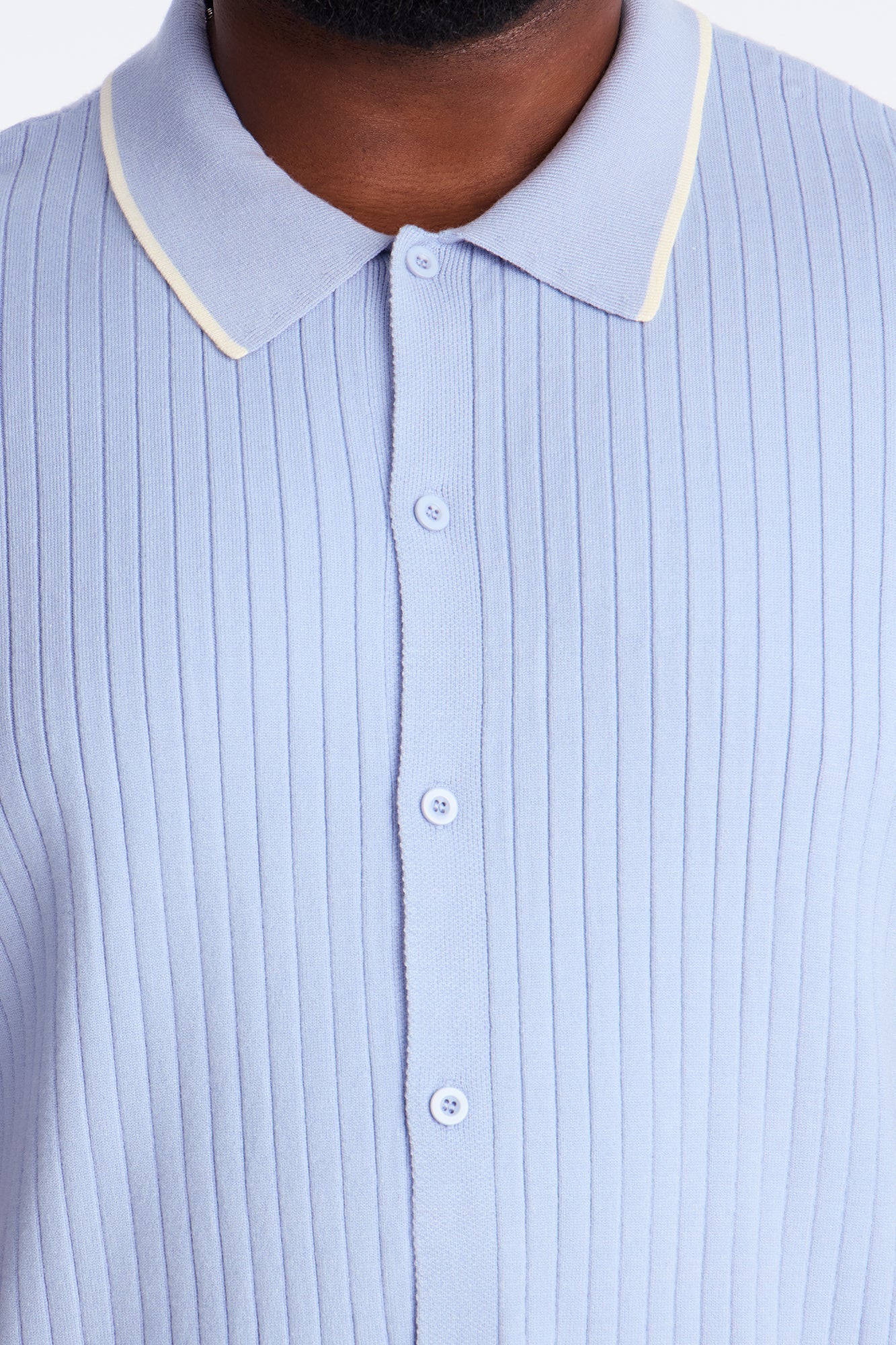 Garrison Knitted Button Up Shirt - Blue