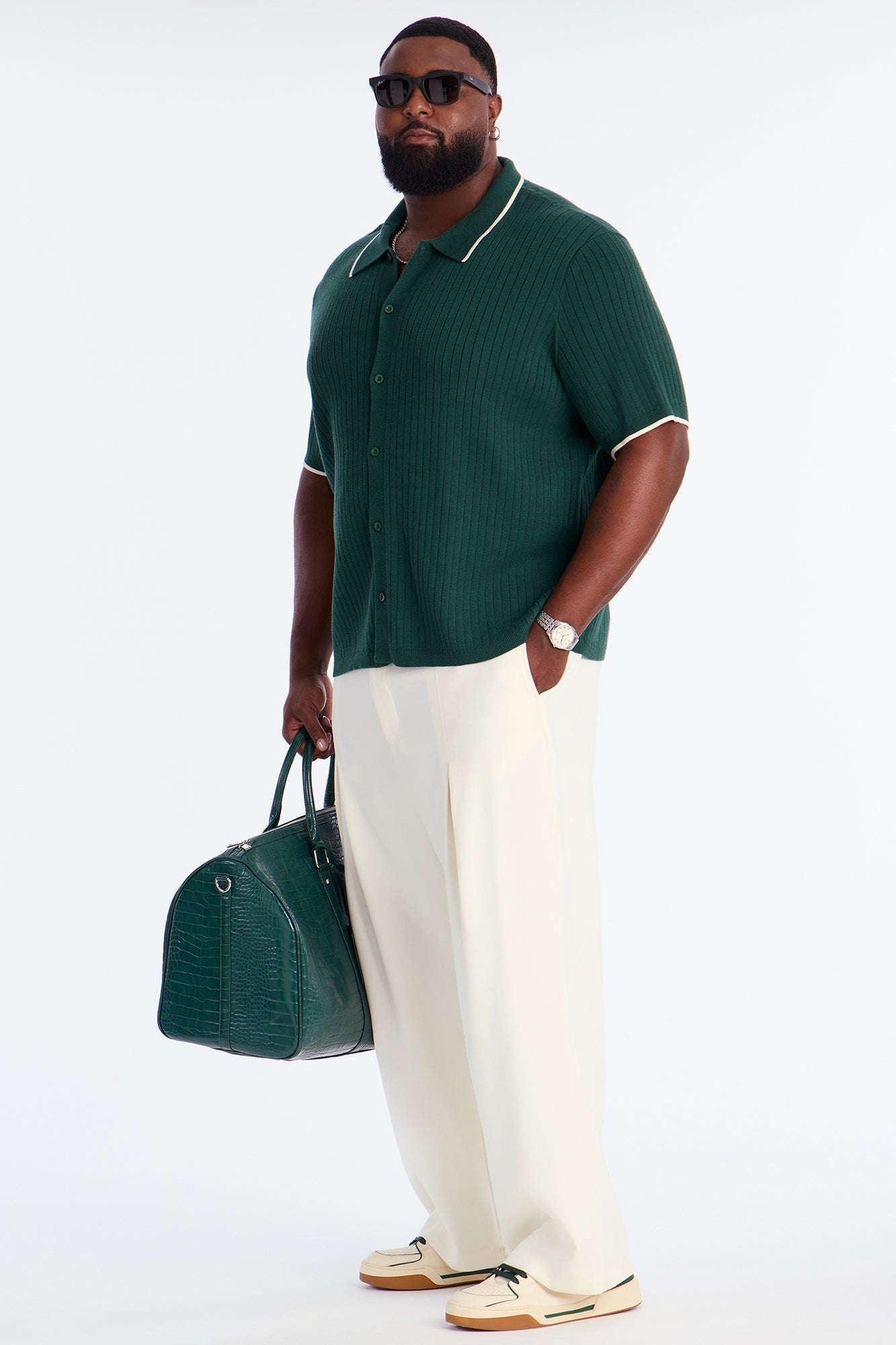 Garrison Knitted Button Up Shirt - Green