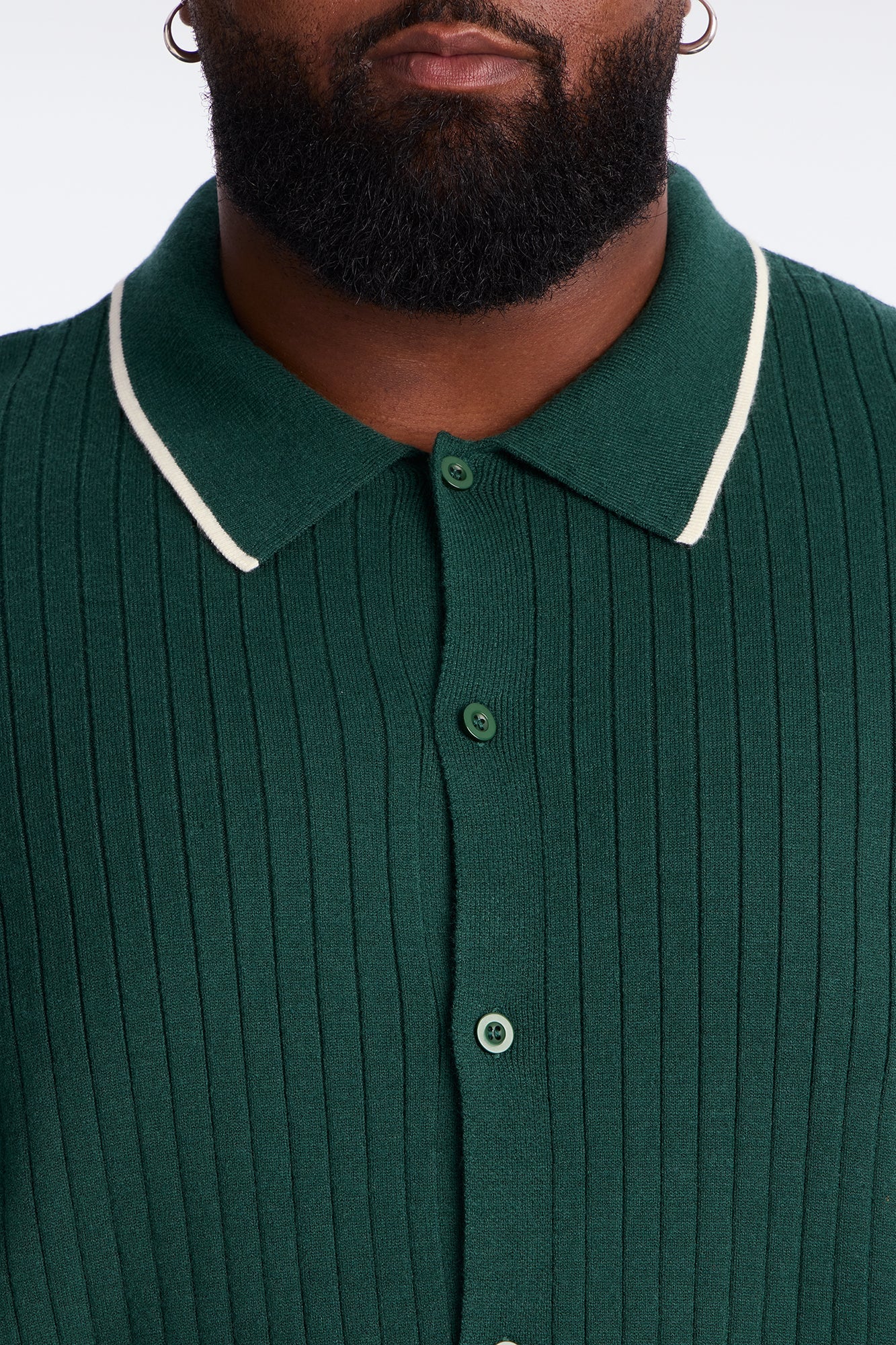 Garrison Knitted Button Up Shirt - Green