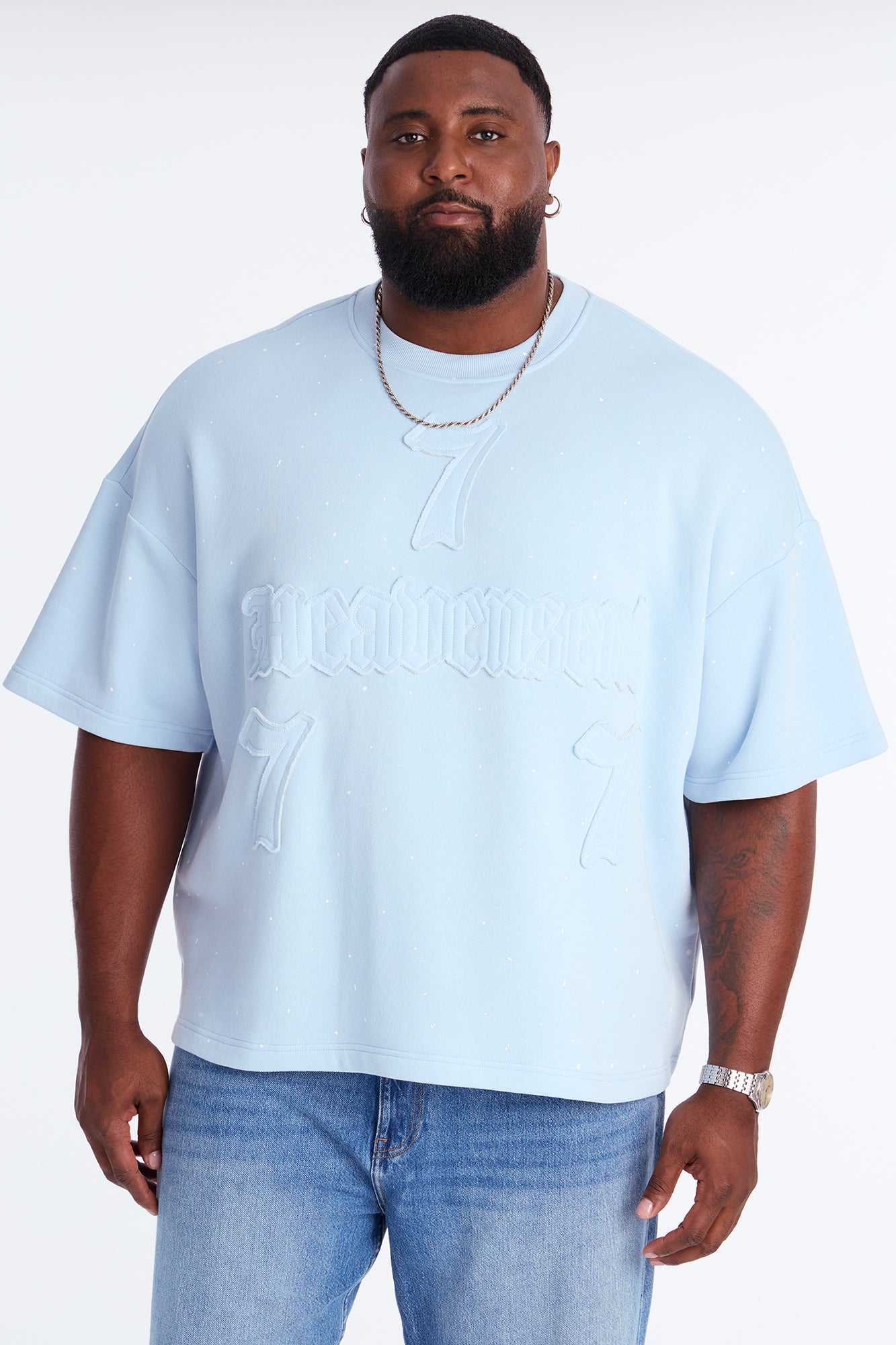 Relaxed Heavensent 777 Short Sleeve Tee - Blue/combo