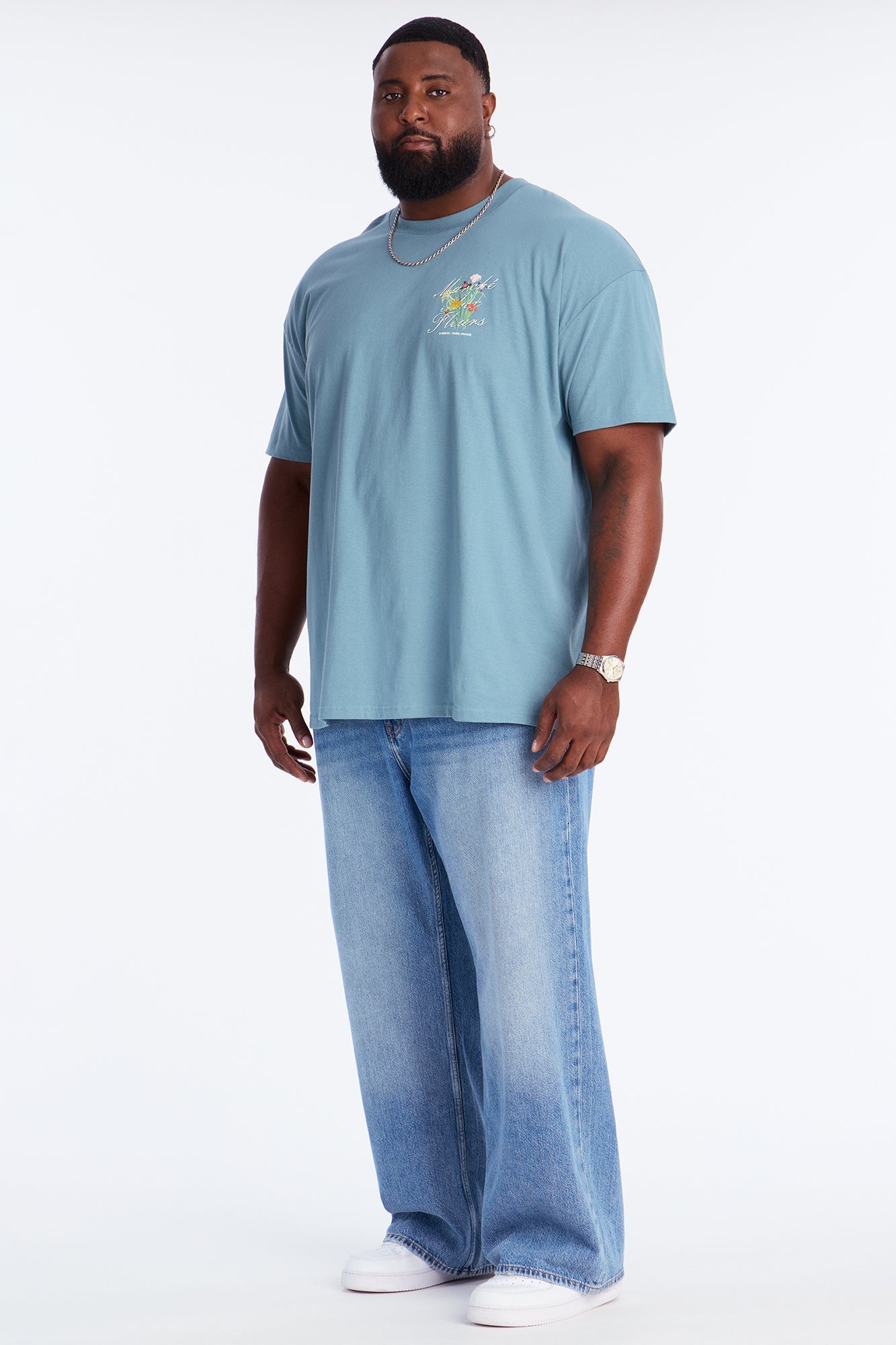 Paris Flower Market Short Sleeve Tee - Blue