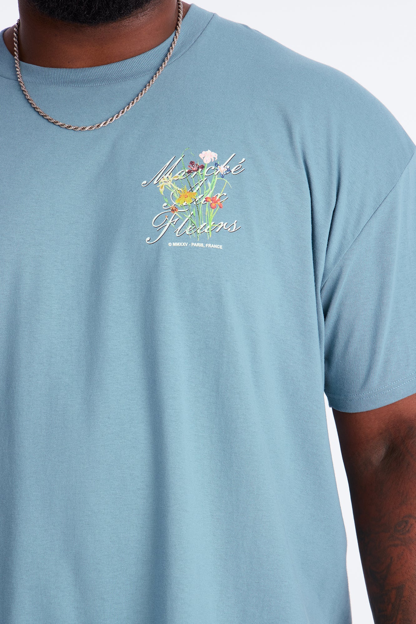 Paris Flower Market Short Sleeve Tee - Blue
