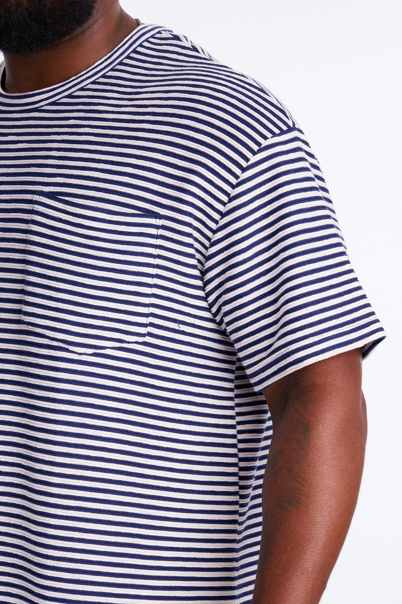 Rib Textured Stripe Relaxed Tee - Blue/combo