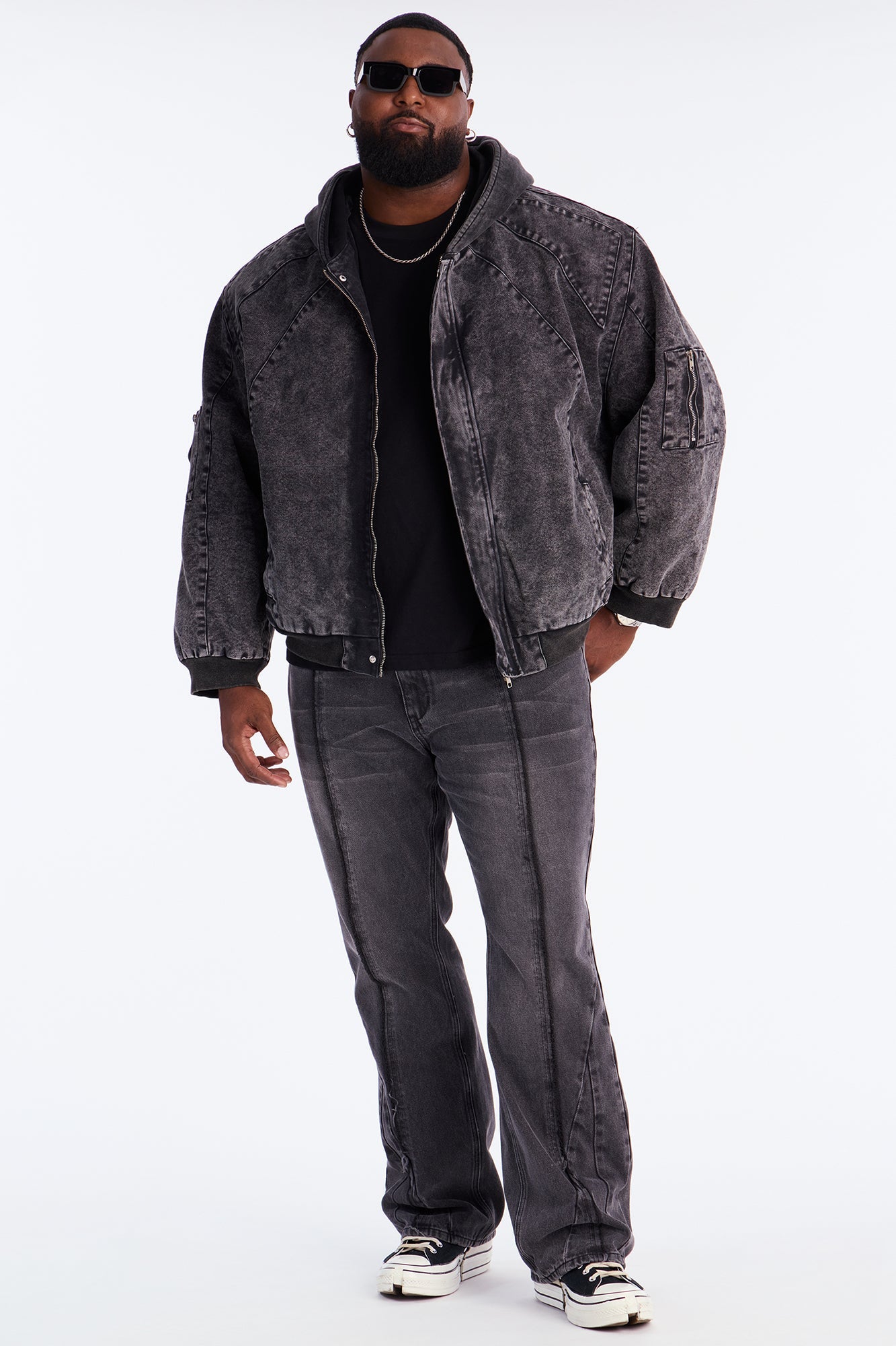 Stacked Slim Flare Panel Time Jeans - Black Wash