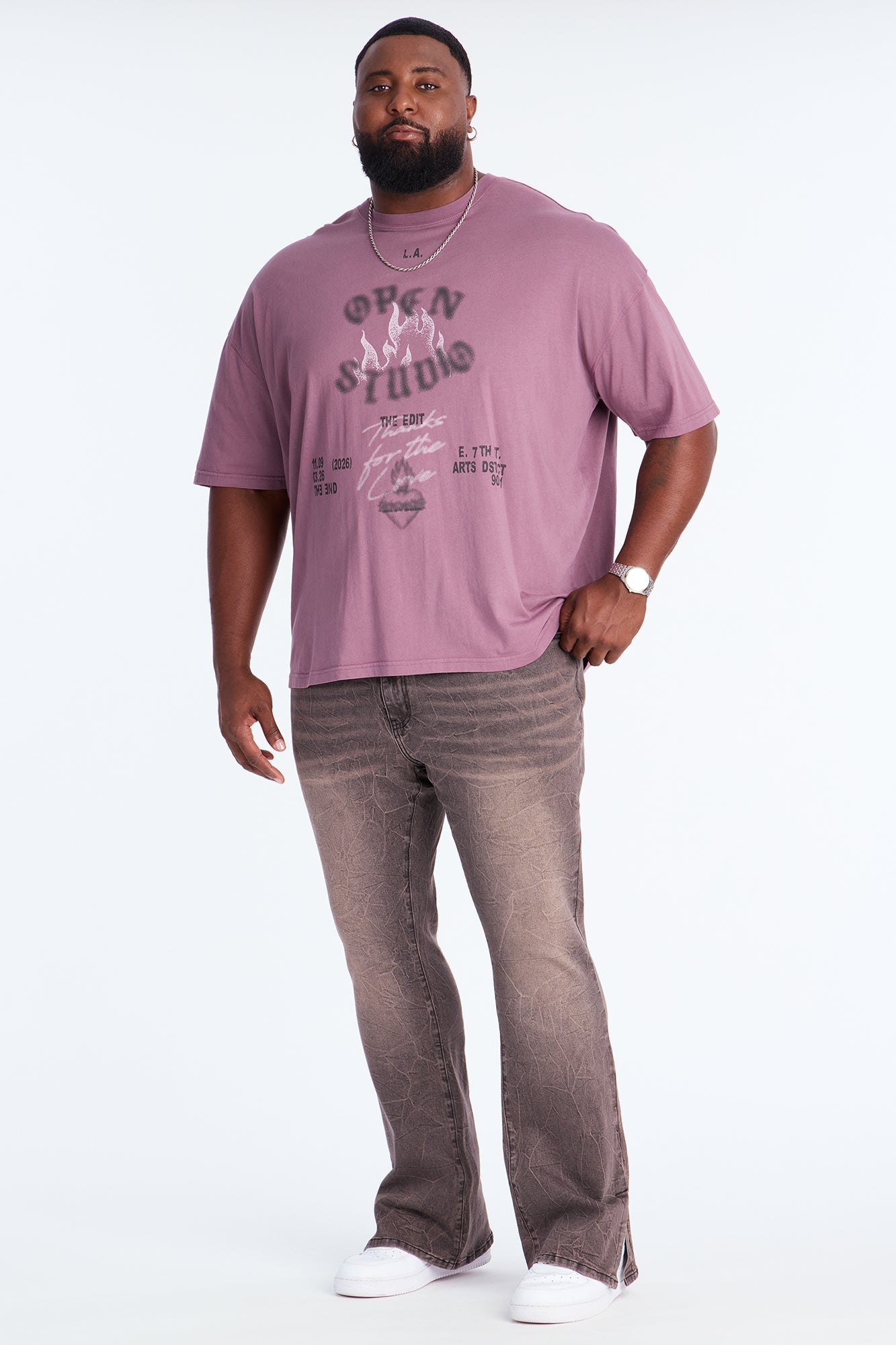 Open Studio Oversized Short Sleeve Tee - Purple