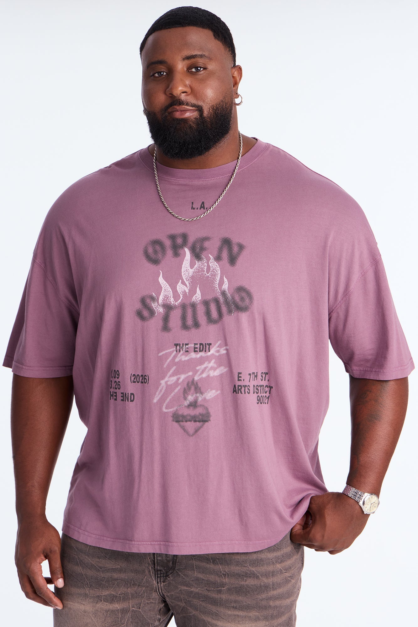 Open Studio Oversized Short Sleeve Tee - Purple