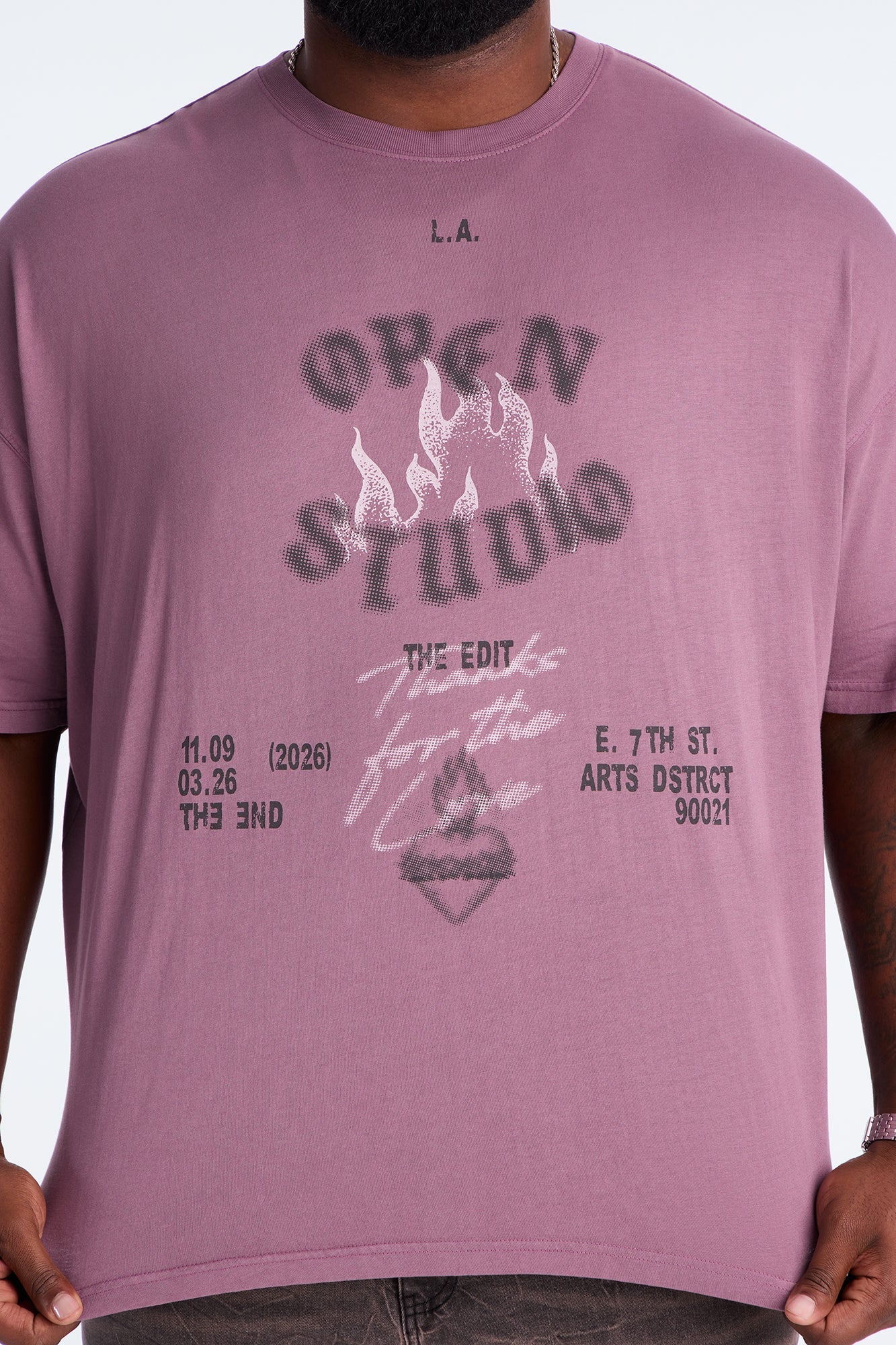 Open Studio Oversized Short Sleeve Tee - Purple