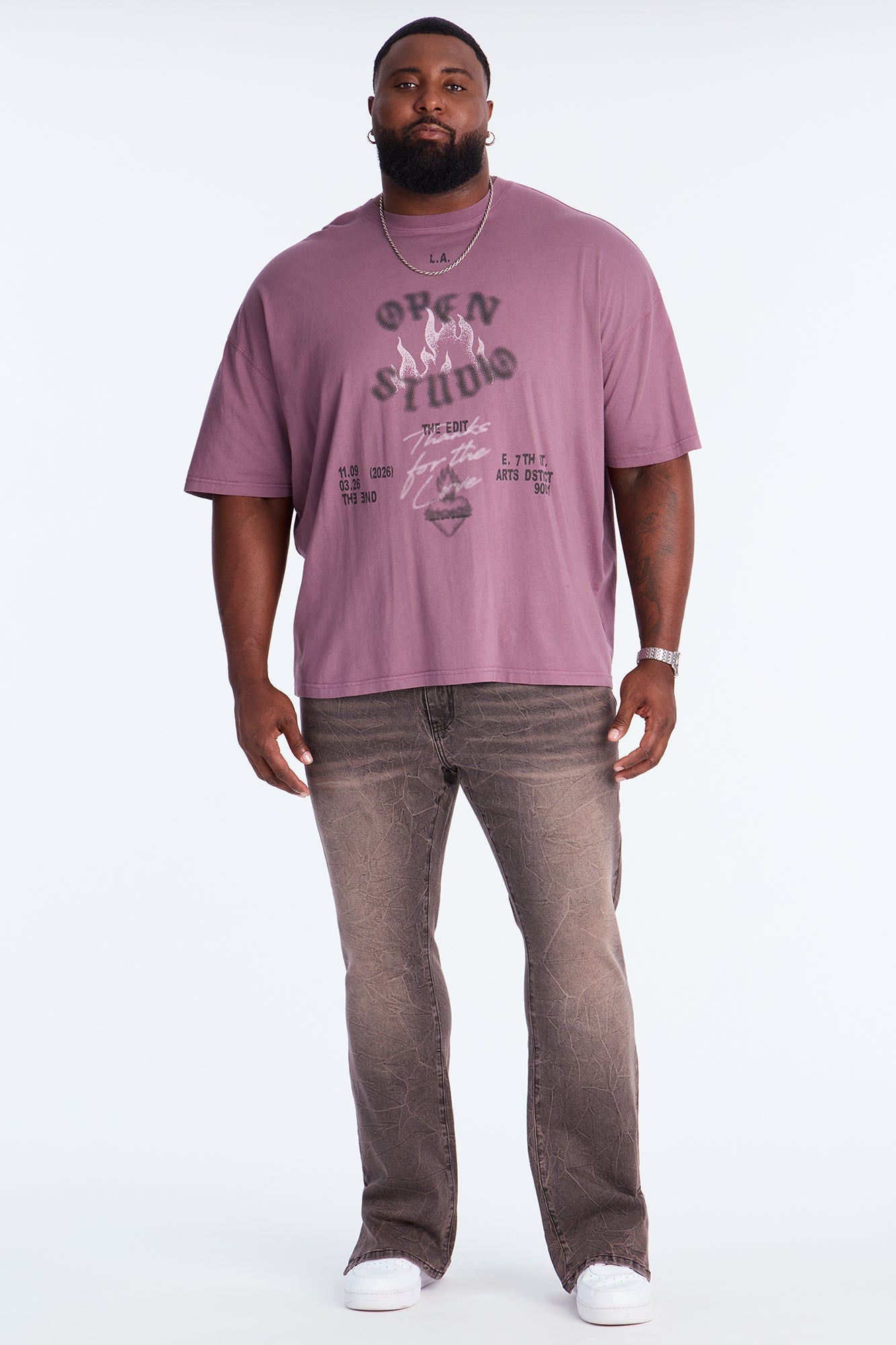 Stacked Skinny Flare Slit Dive Jean - Grey