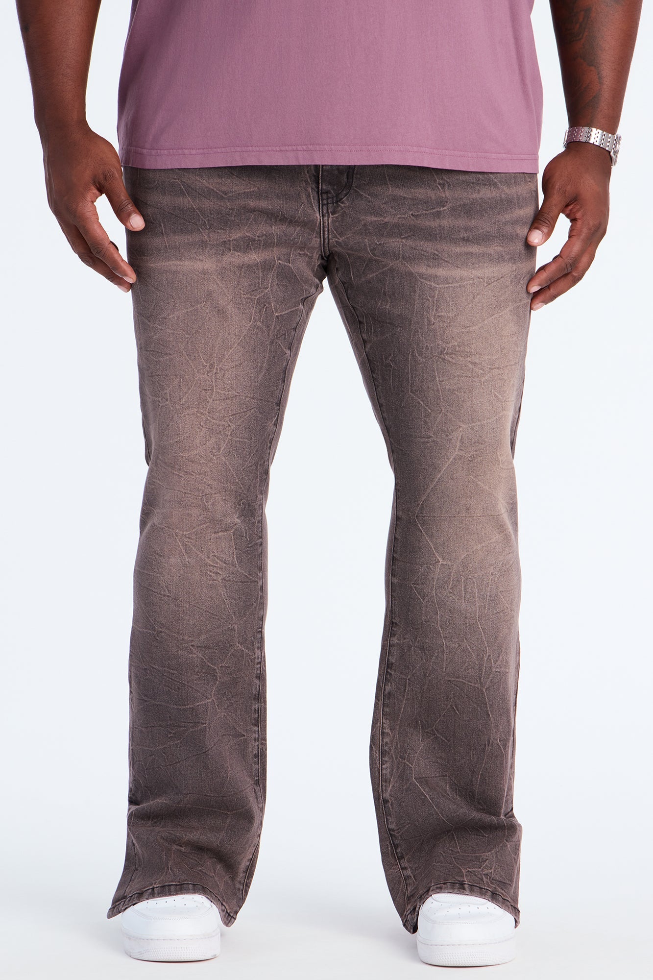 Stacked Skinny Flare Slit Dive Jean - Grey