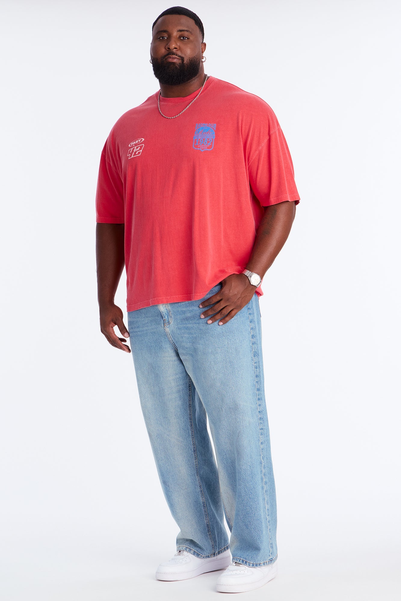 Push Limits Oversized Short Sleeve Tee - Red