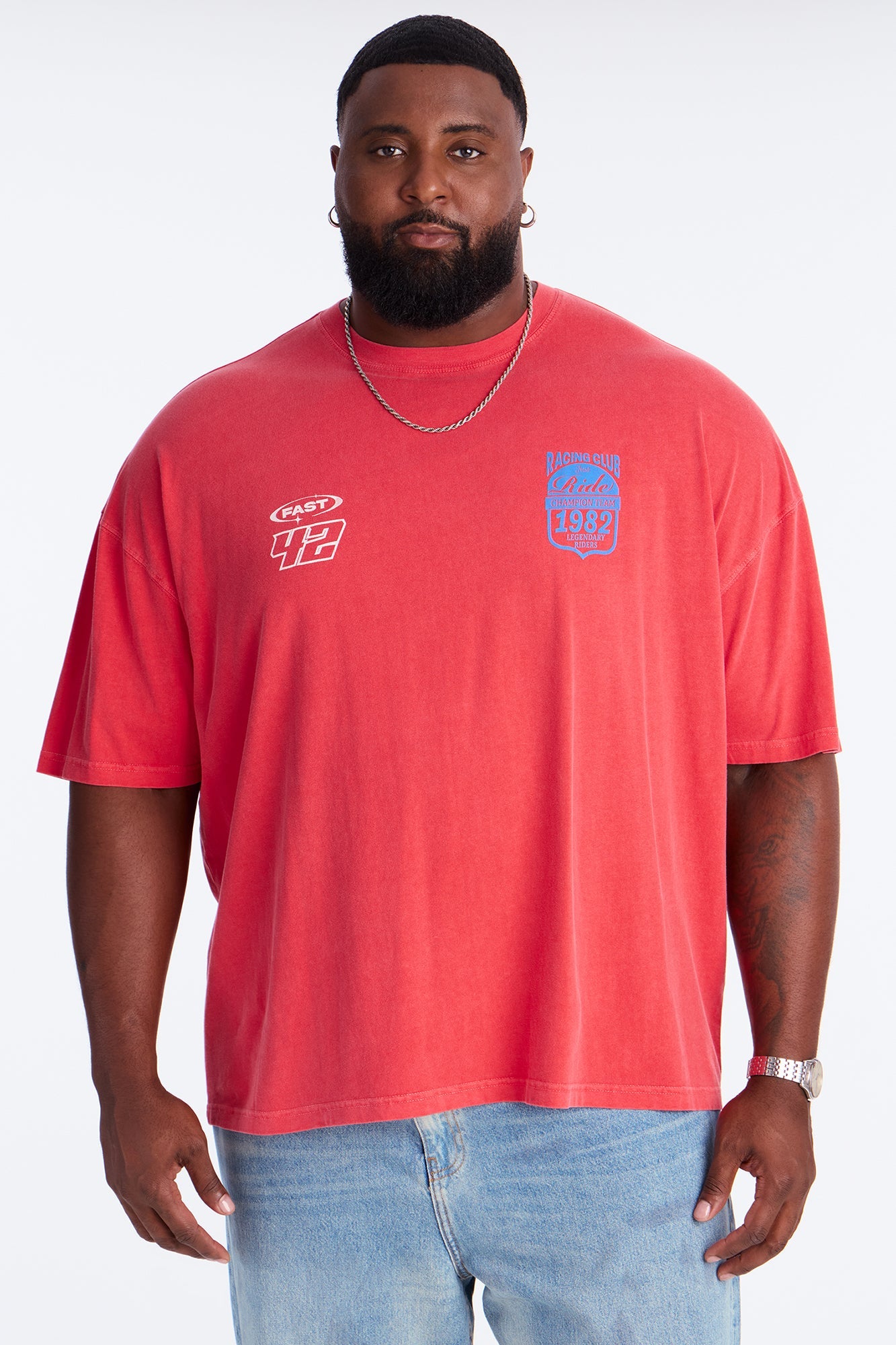 Push Limits Oversized Short Sleeve Tee - Red