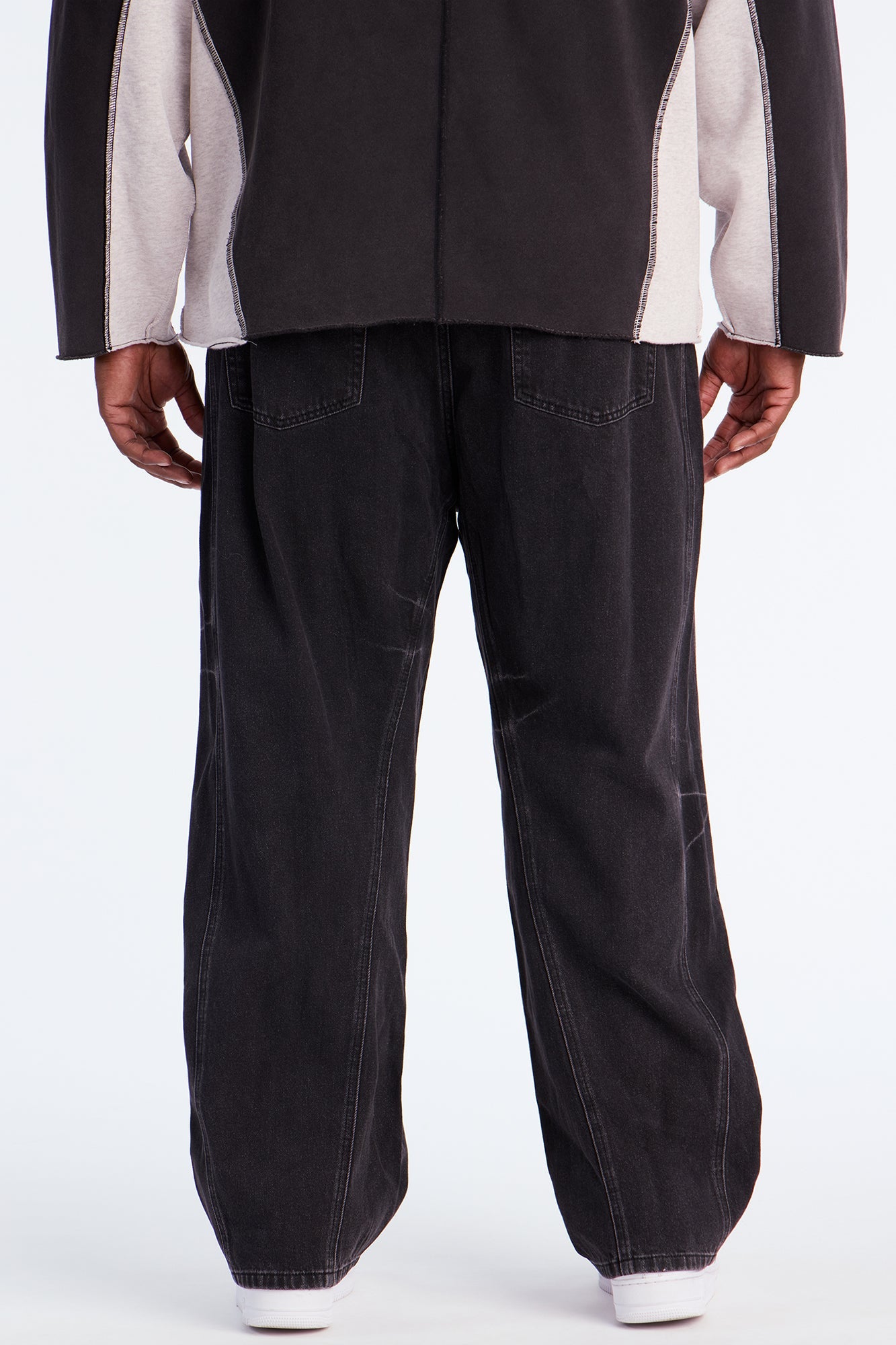 Baggy More Than One Seam Distressed Jean - Black Wash