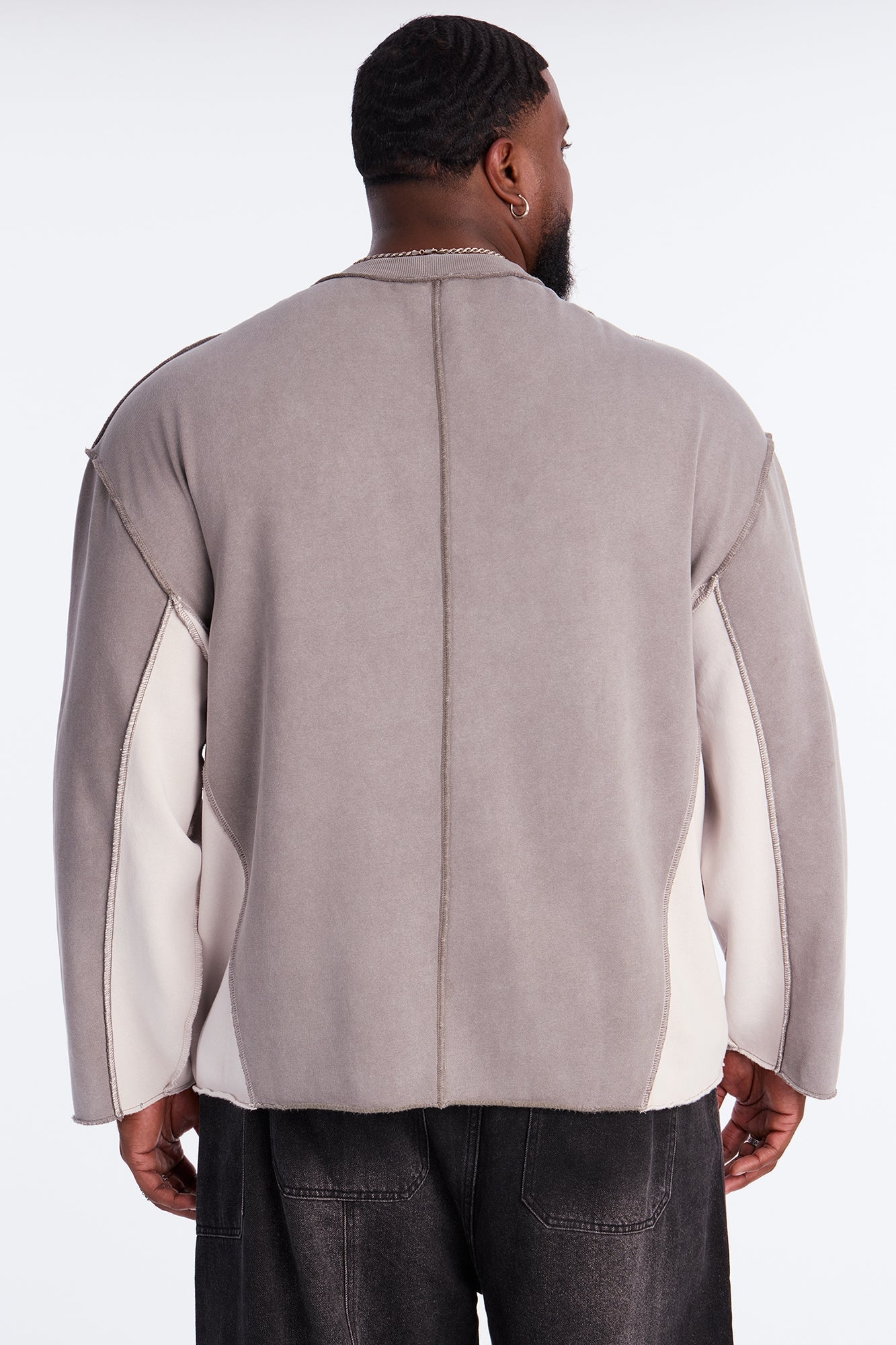 Tyson Relaxed Colorblock Panel Crewneck Sweatshirt - Grey