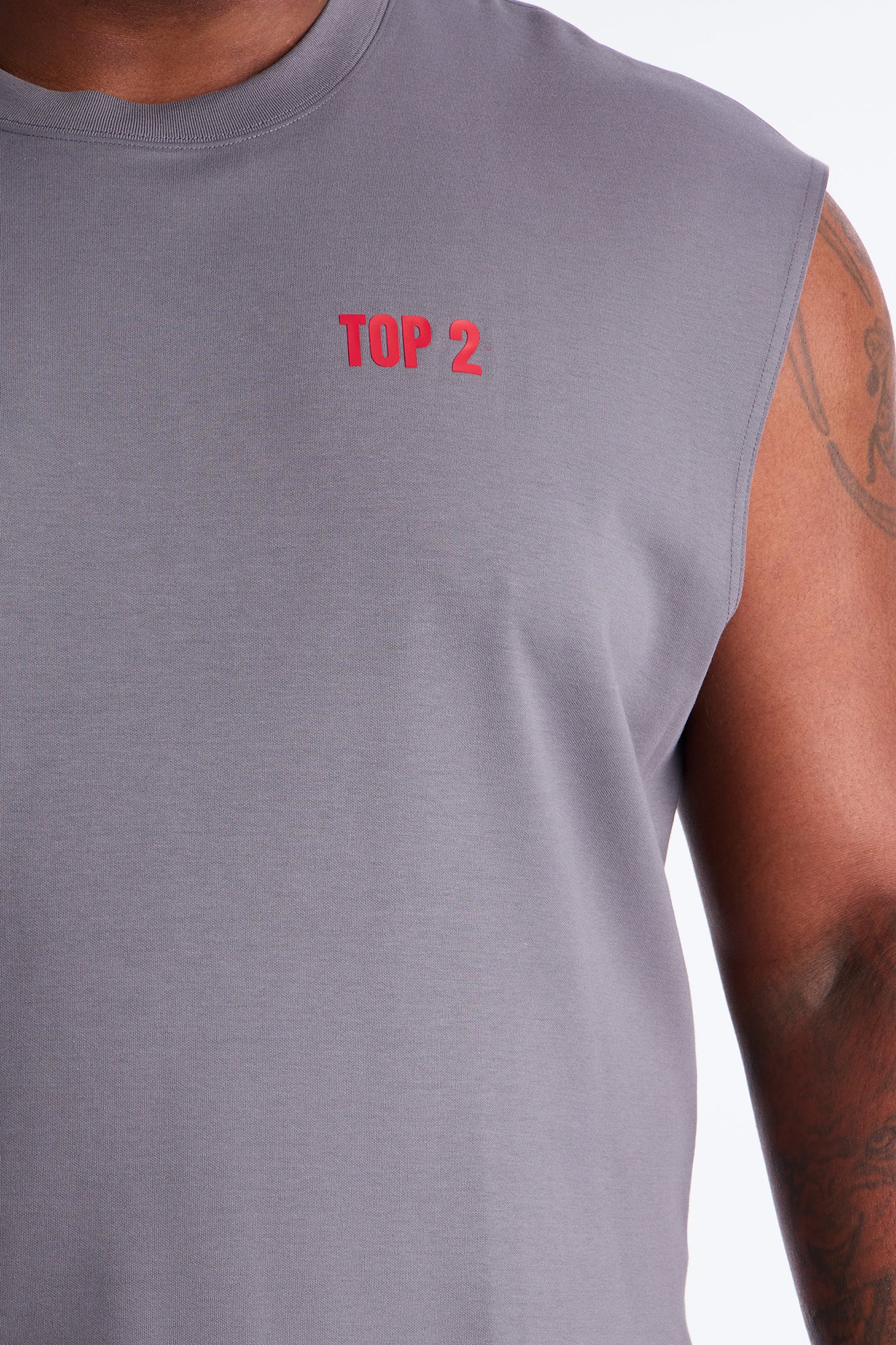 Cropped Not Number 2 Muscle Tee - Dark Grey