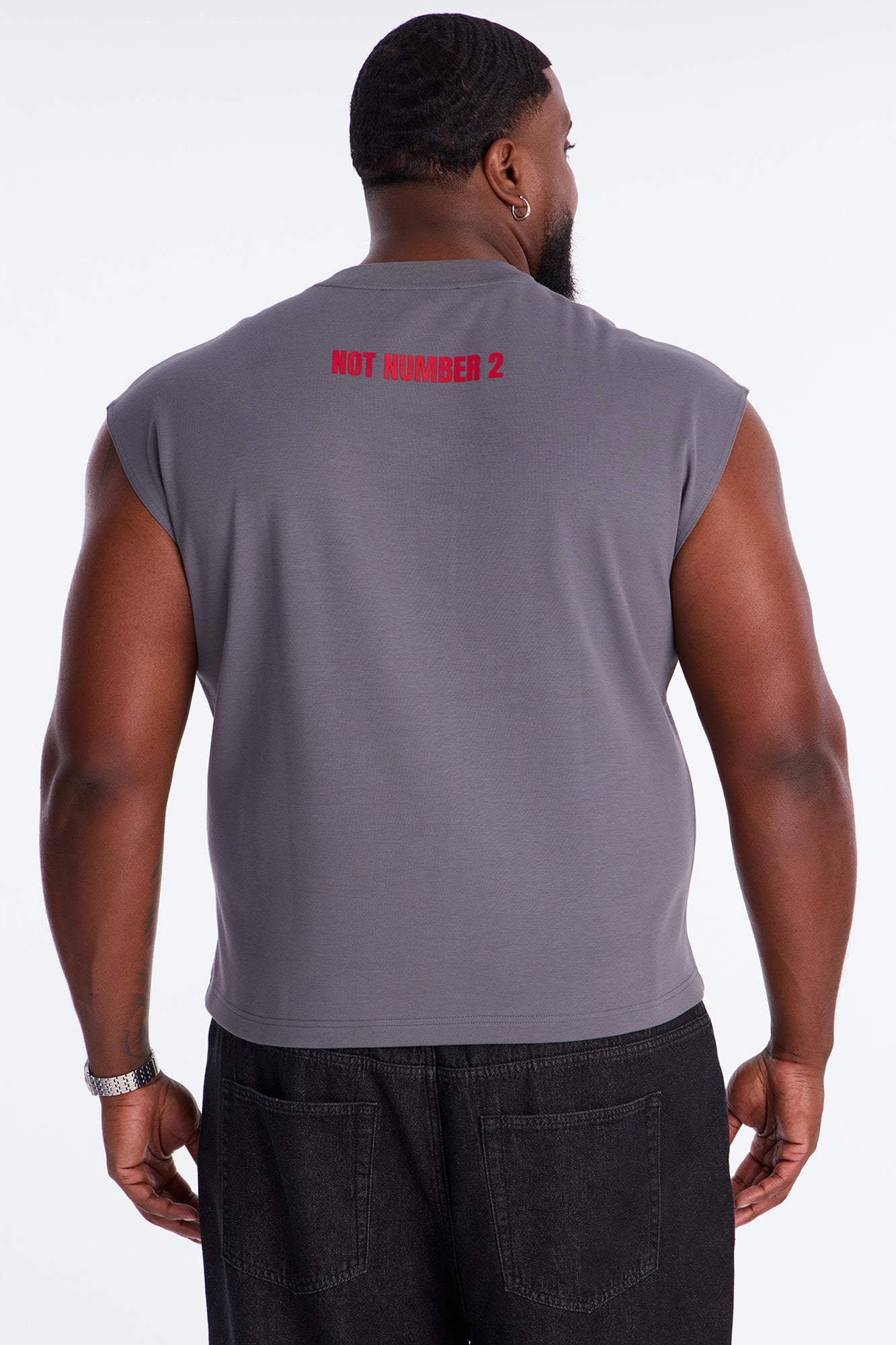 Cropped Not Number 2 Muscle Tee - Dark Grey