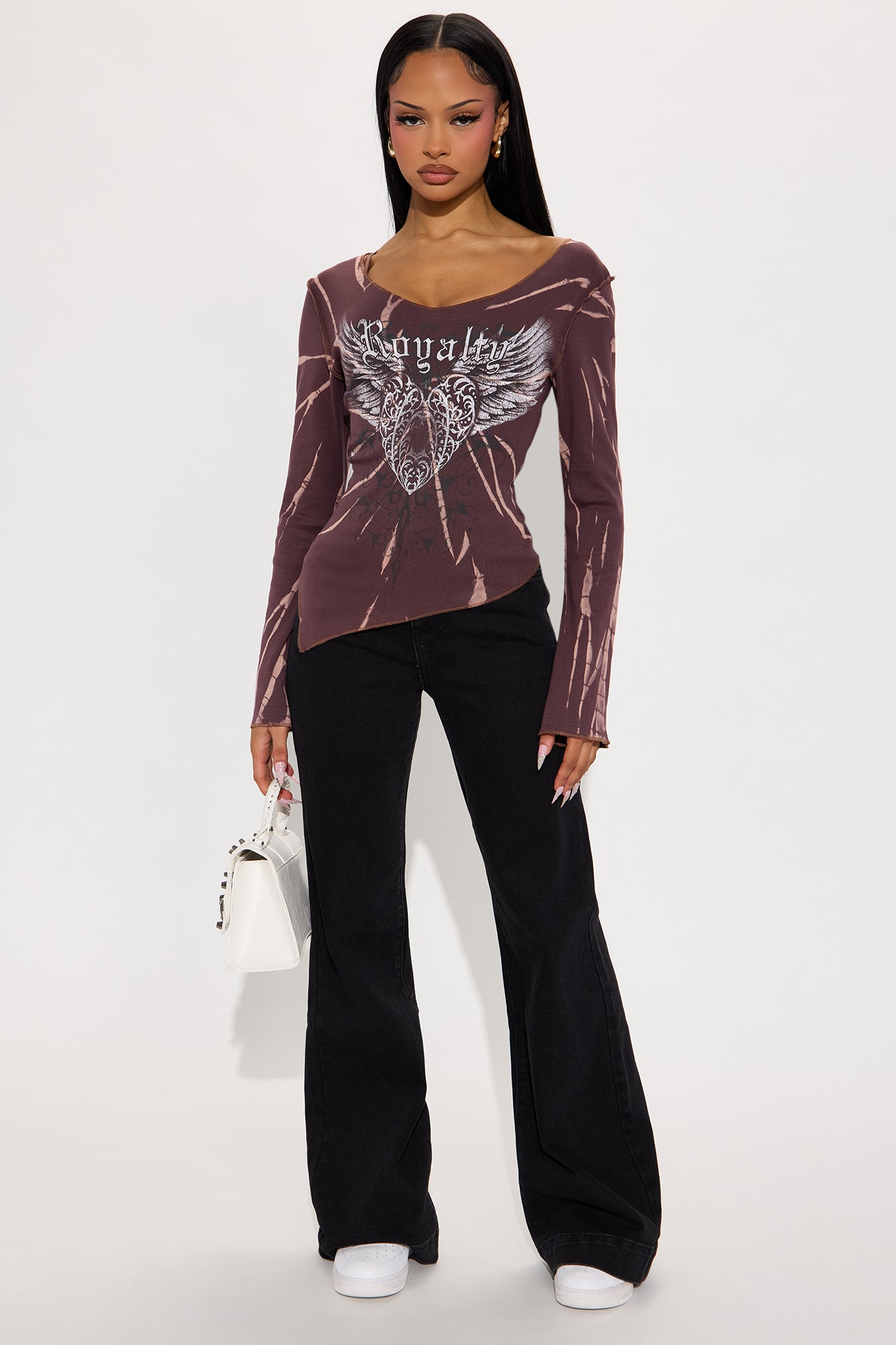 Born Royal Ribbed Tie Dye Top - Brown Combo