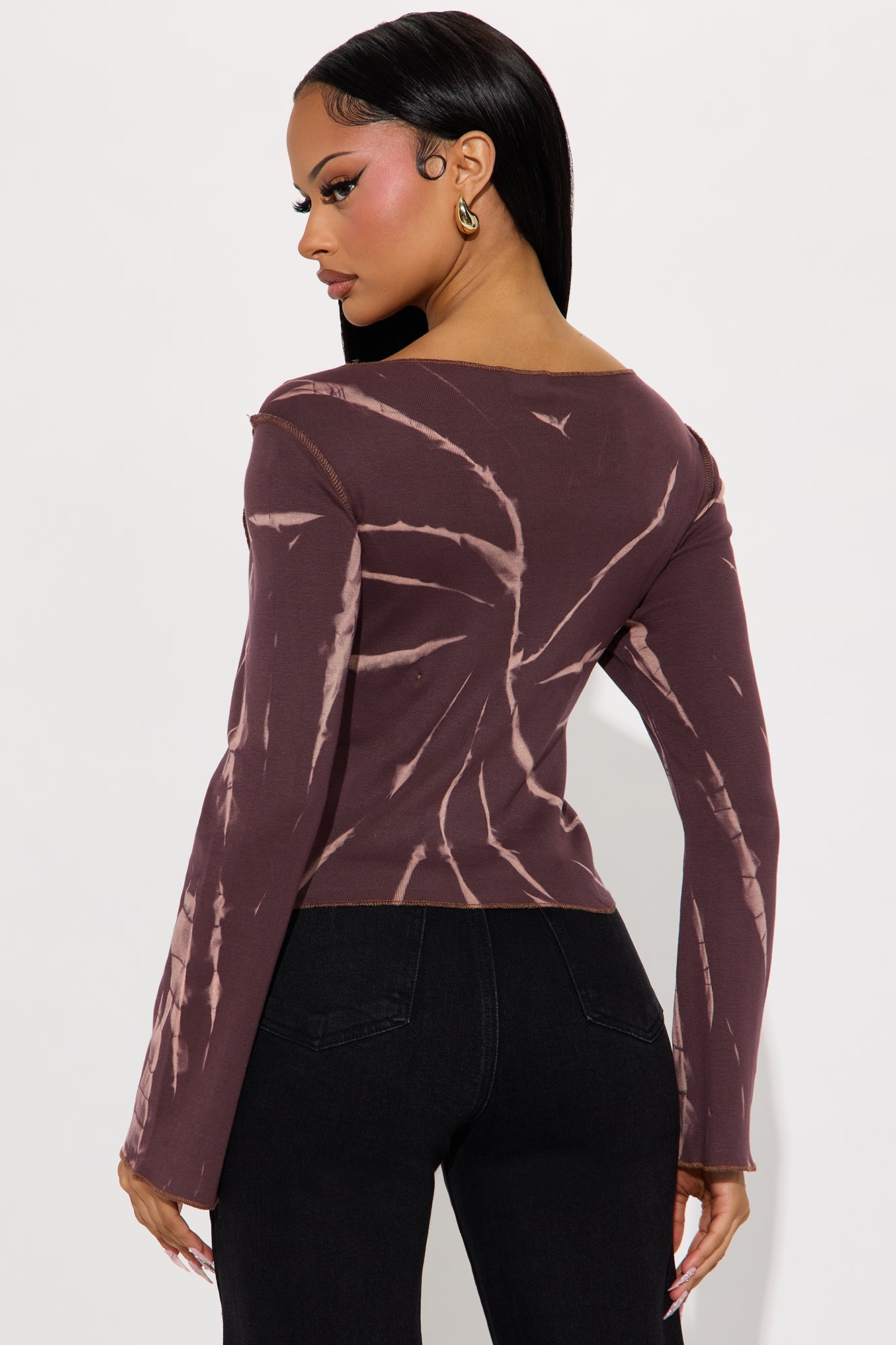 Born Royal Ribbed Tie Dye Top - Brown Combo