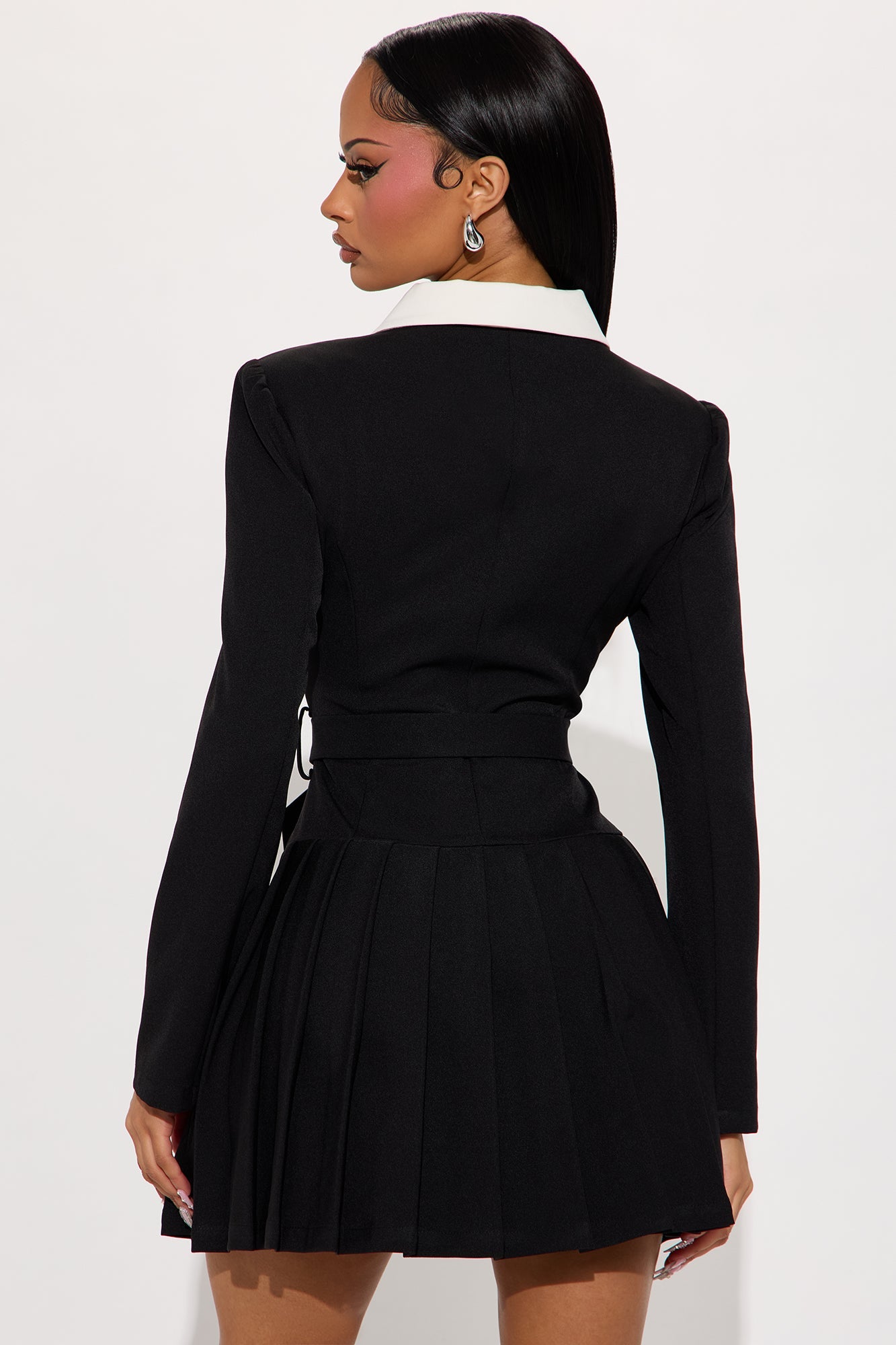 Arden Pleated Mini Dress - Black