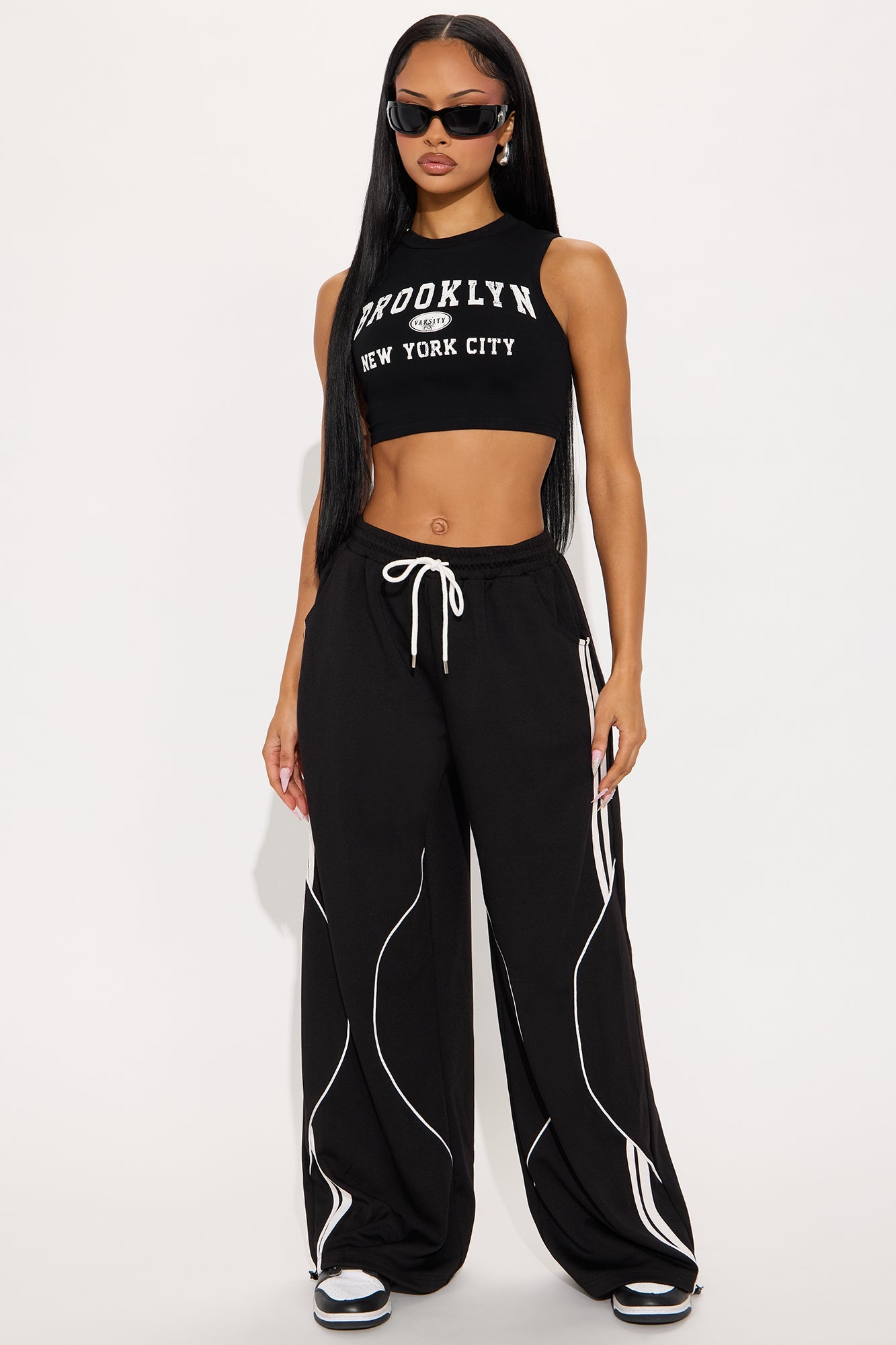 Jax Drawstring Wide Leg Pants 30″ - Black/combo