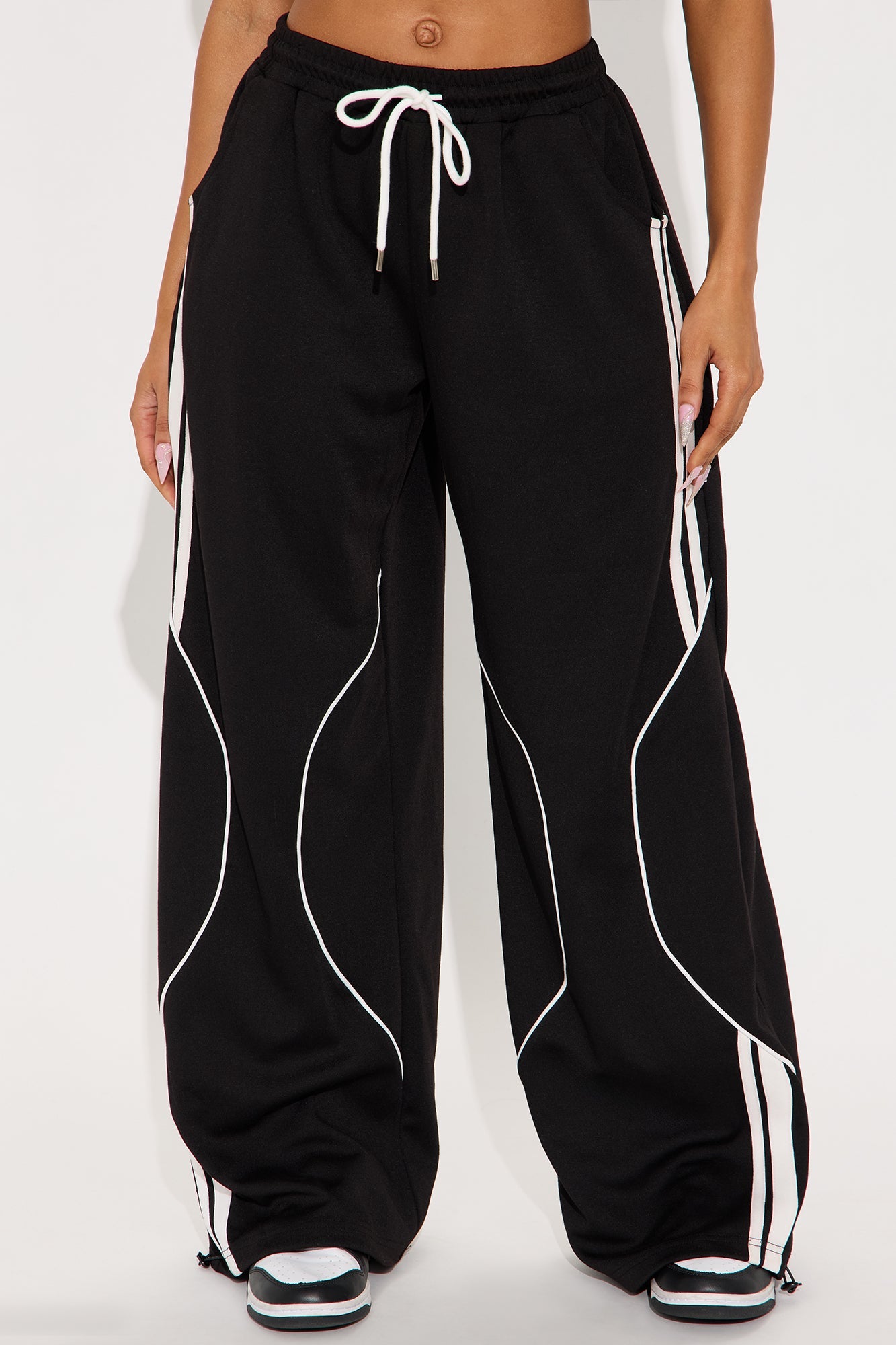 Jax Drawstring Wide Leg Pants 30″ - Black/combo