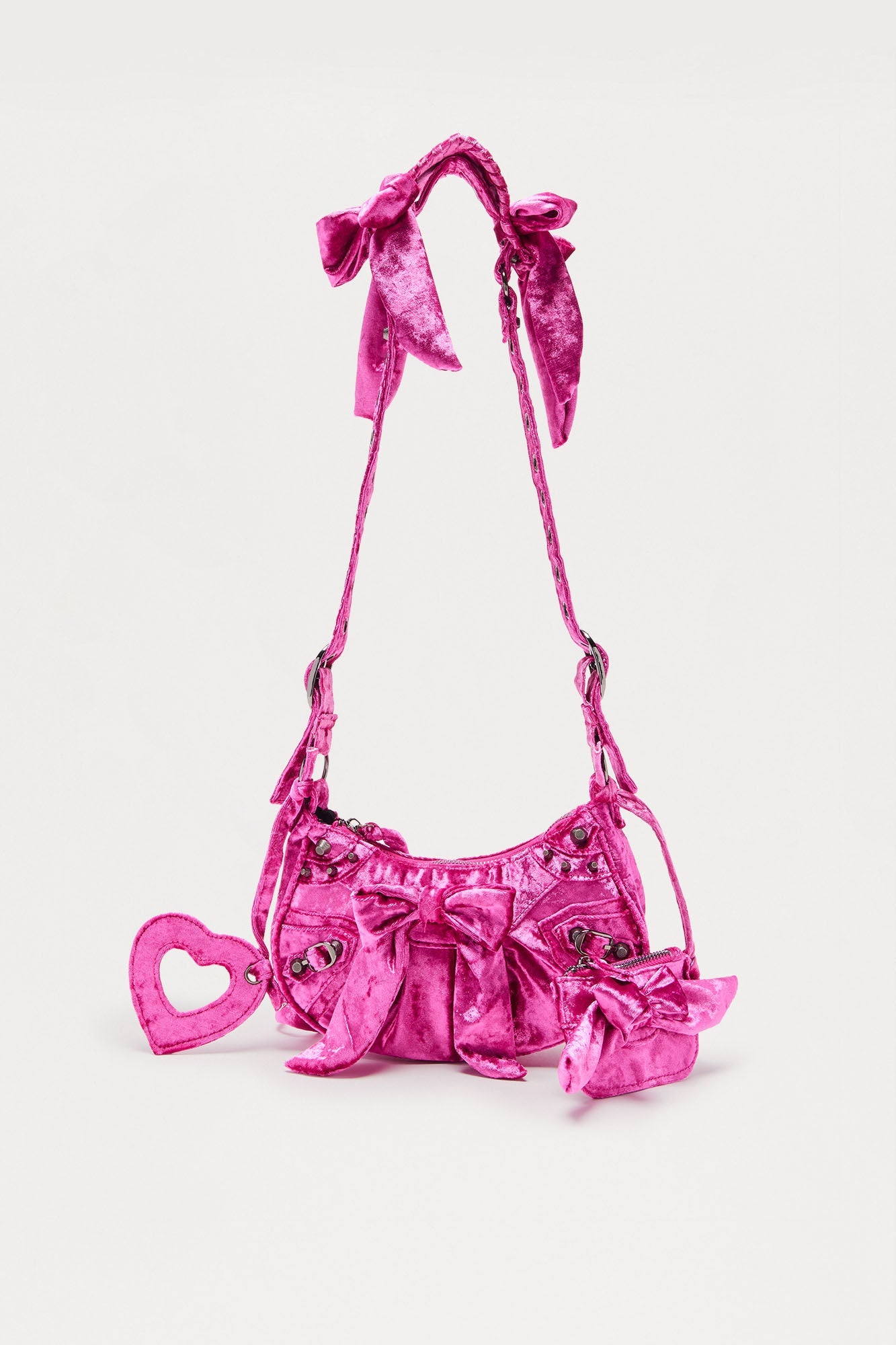 Velvet Riot Shoulder Handbag - Fuchsia