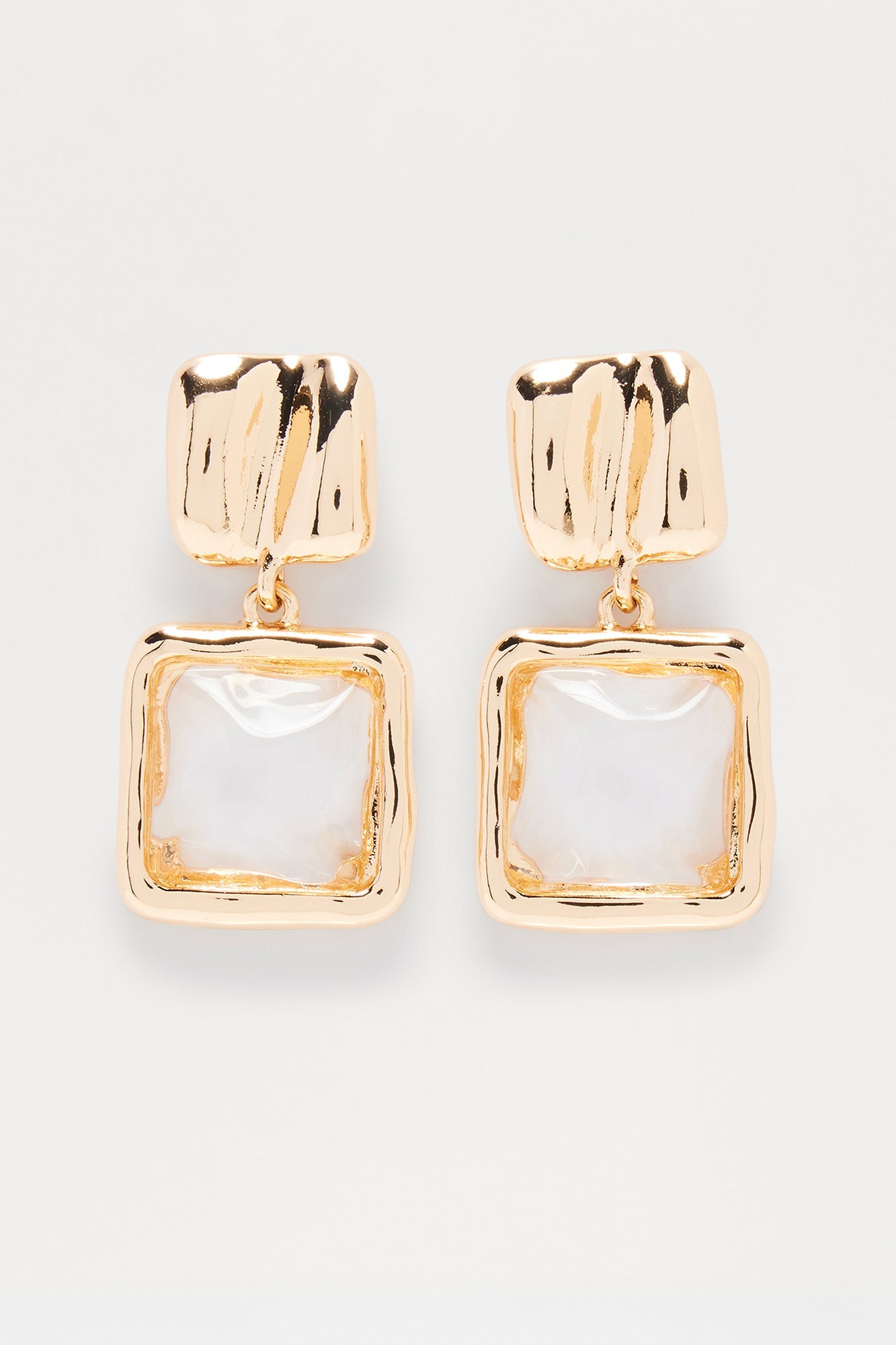 How It Goes Jeweled Drop Earrings - Gold/Clear