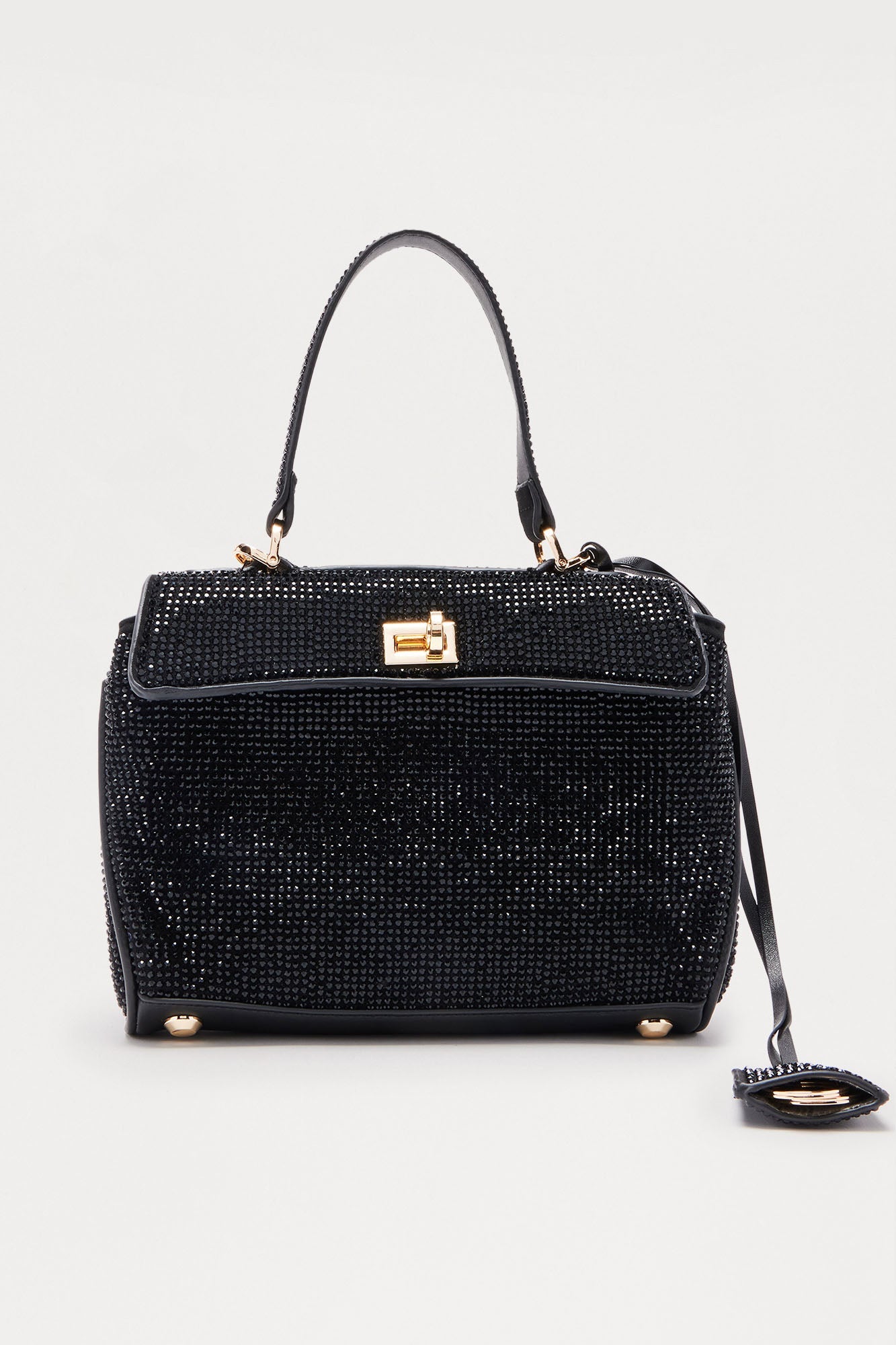Extra Snazzy Rhinestone Handbag - Black