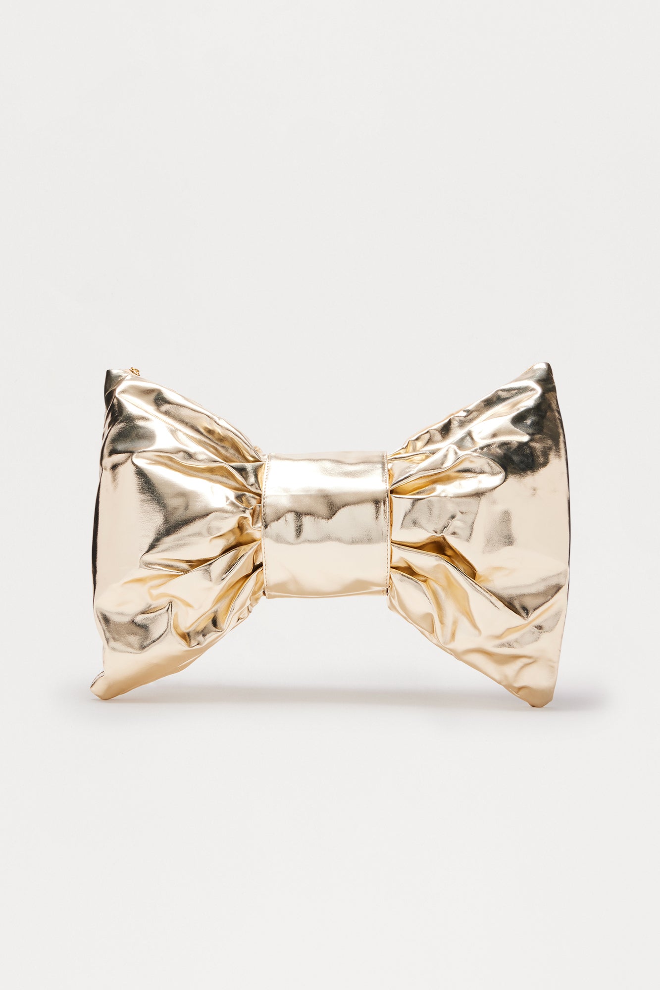 Big Bow Energy Oversized Faux Leather Clutch - Champagne