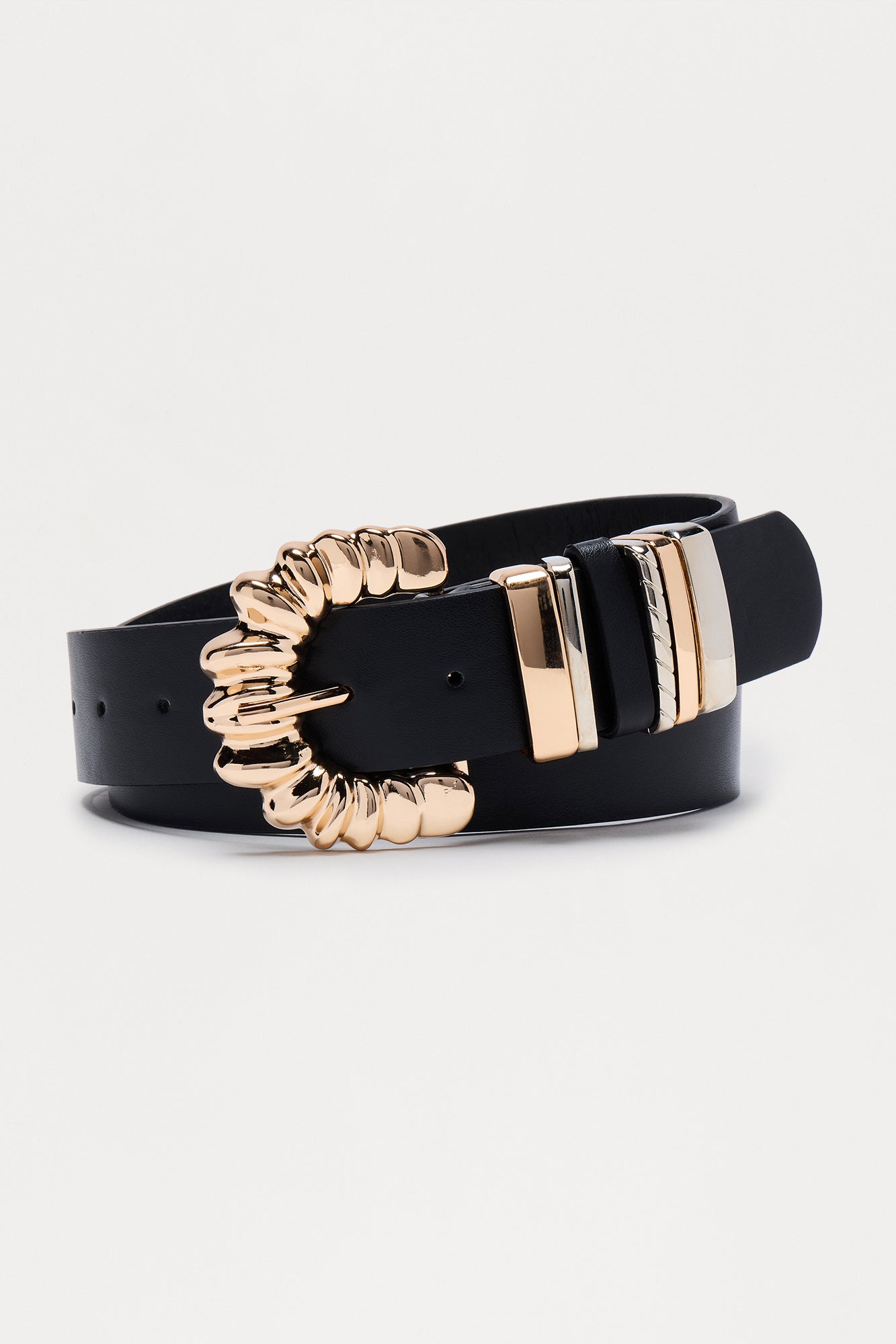 To The Moon Faux Leather Belt - Black/Gold