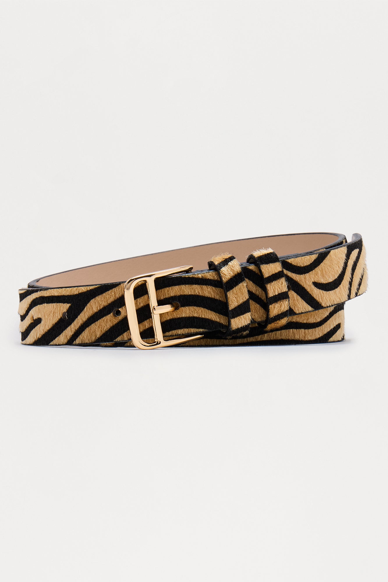 Stripes And Struts Faux Suede Belt - Tan