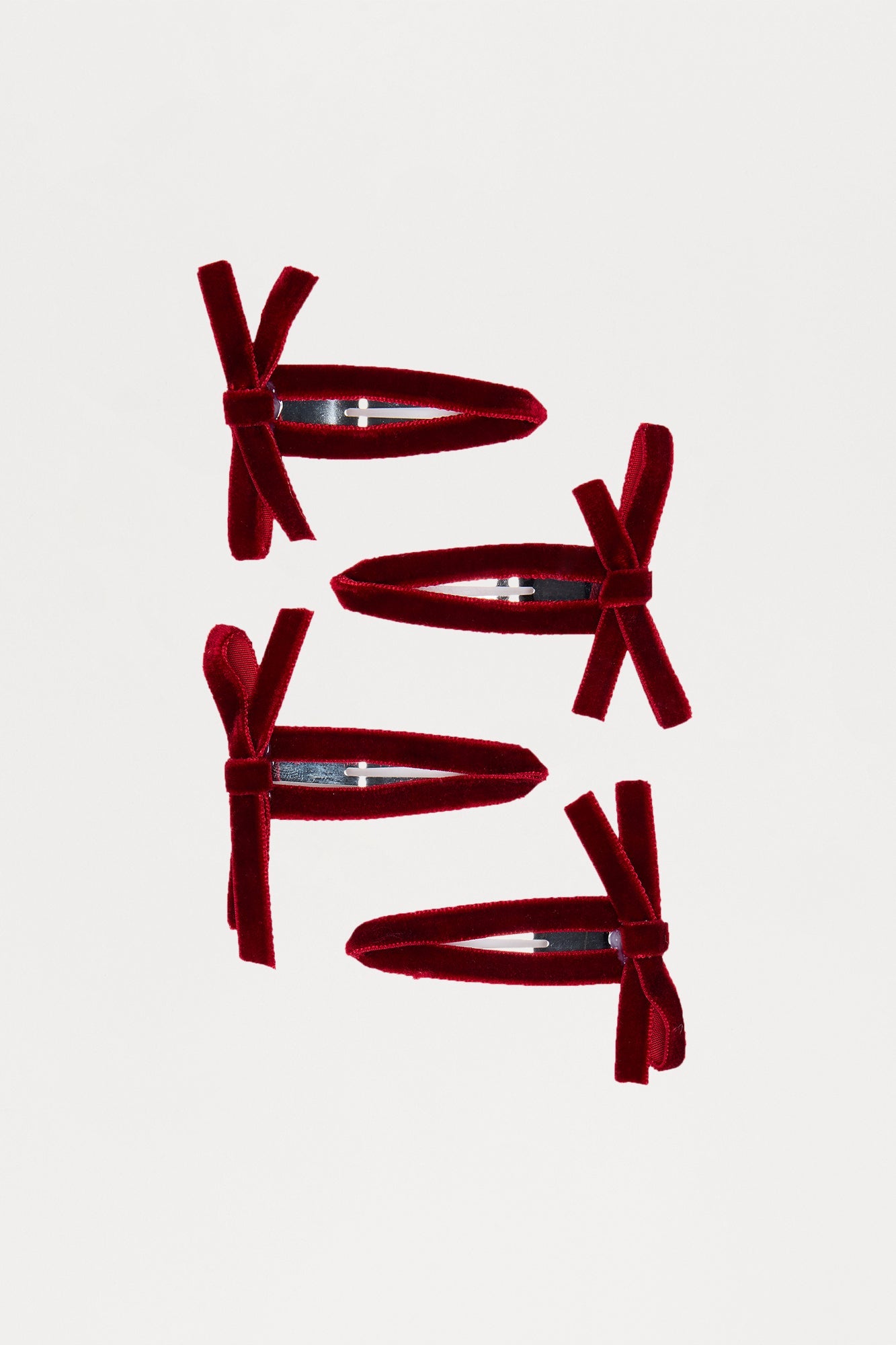 Sweetest Girl Velvet 4 Piece Hair Clips - Burgundy