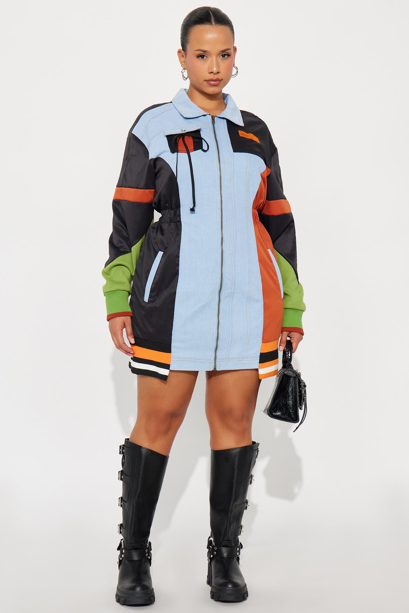 Tall Sonic Zoom Denim Mini Dress - Black/combo