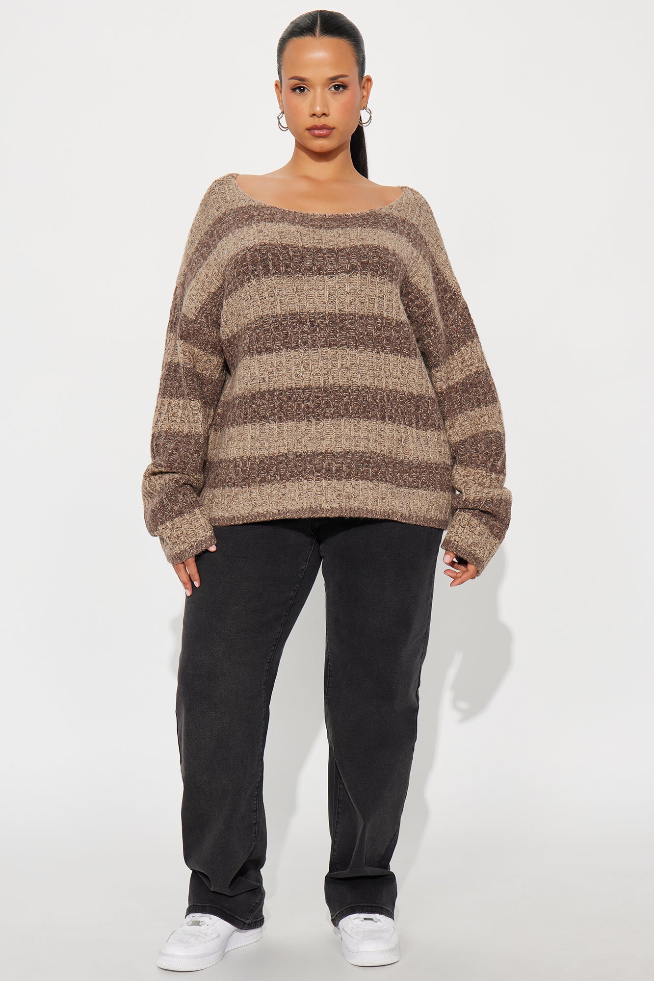 There She Is Striped Sweater - Brown/combo