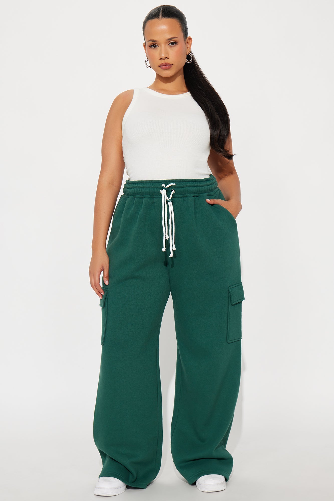 Anna Fleece Cargo Lounge Pant - Hunter