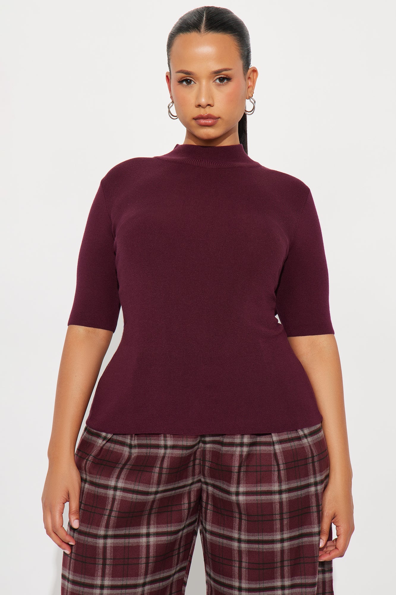 Calm Vibes Ribbed Sweater - Plum