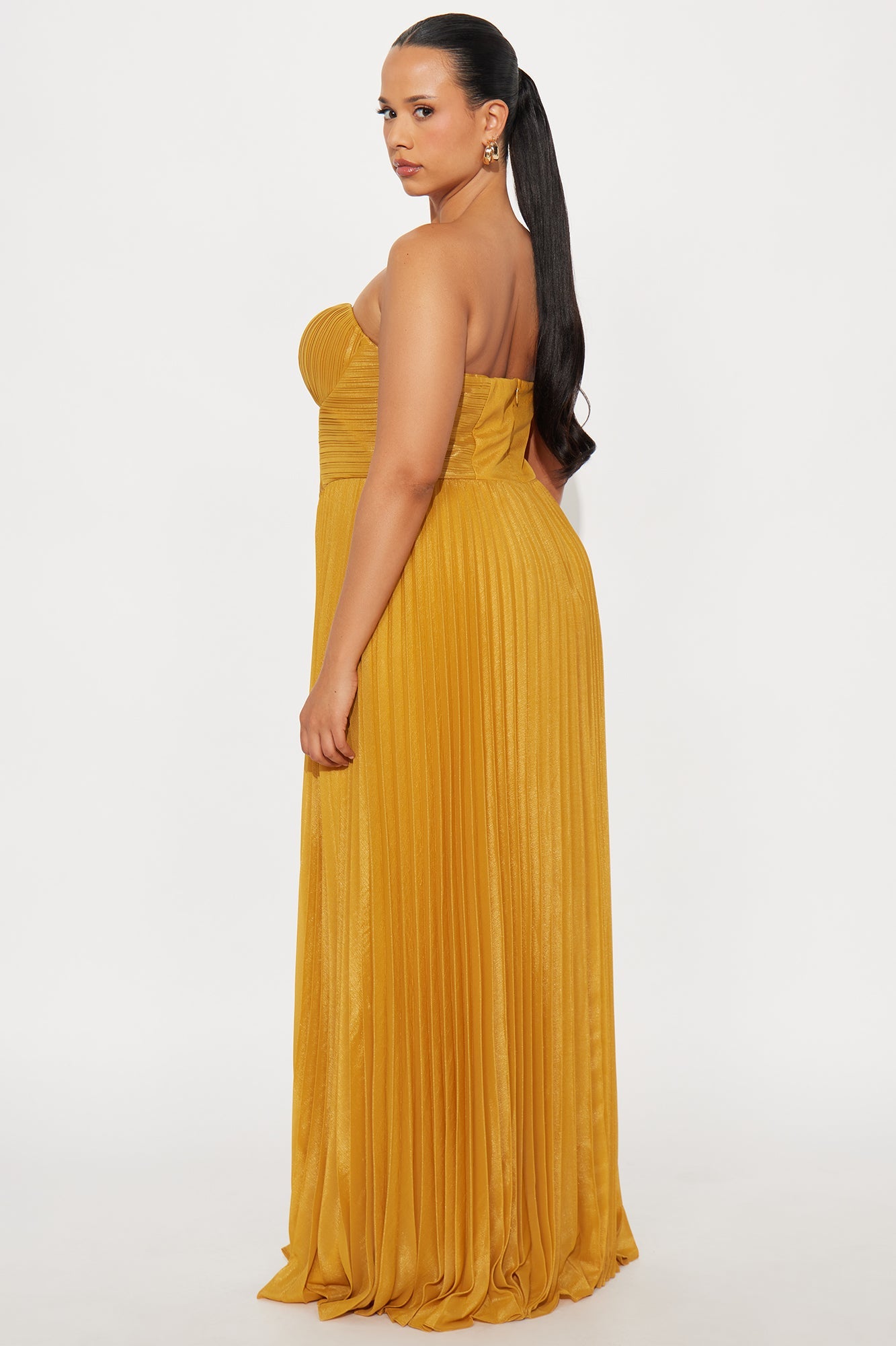 Urban Spark Plisse Gown - Mustard