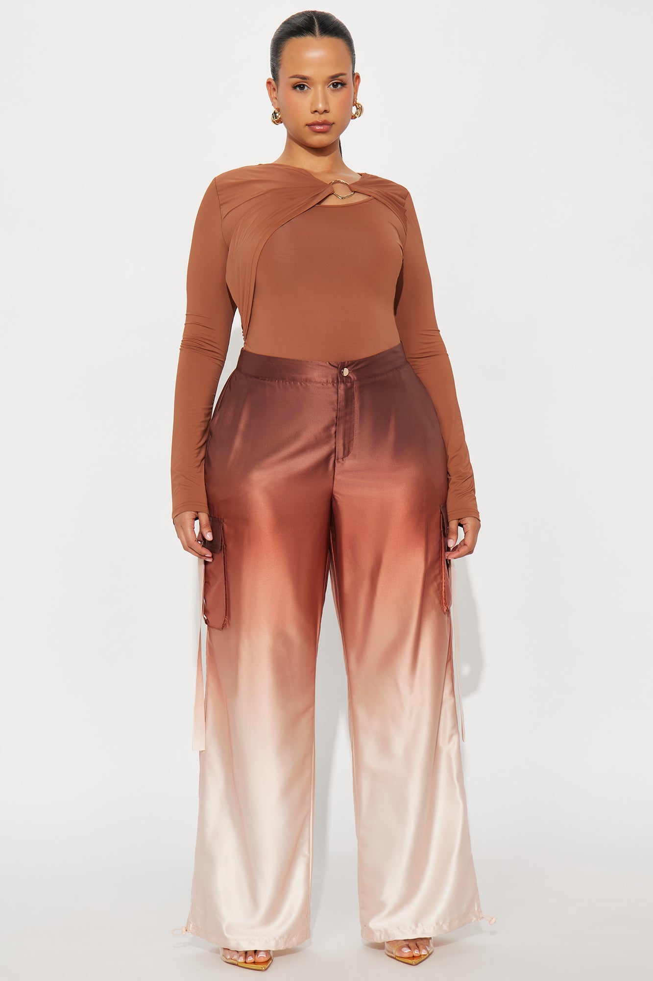 City Sunsets Ombre Satin Jogger Pant 32″ - Brown/combo