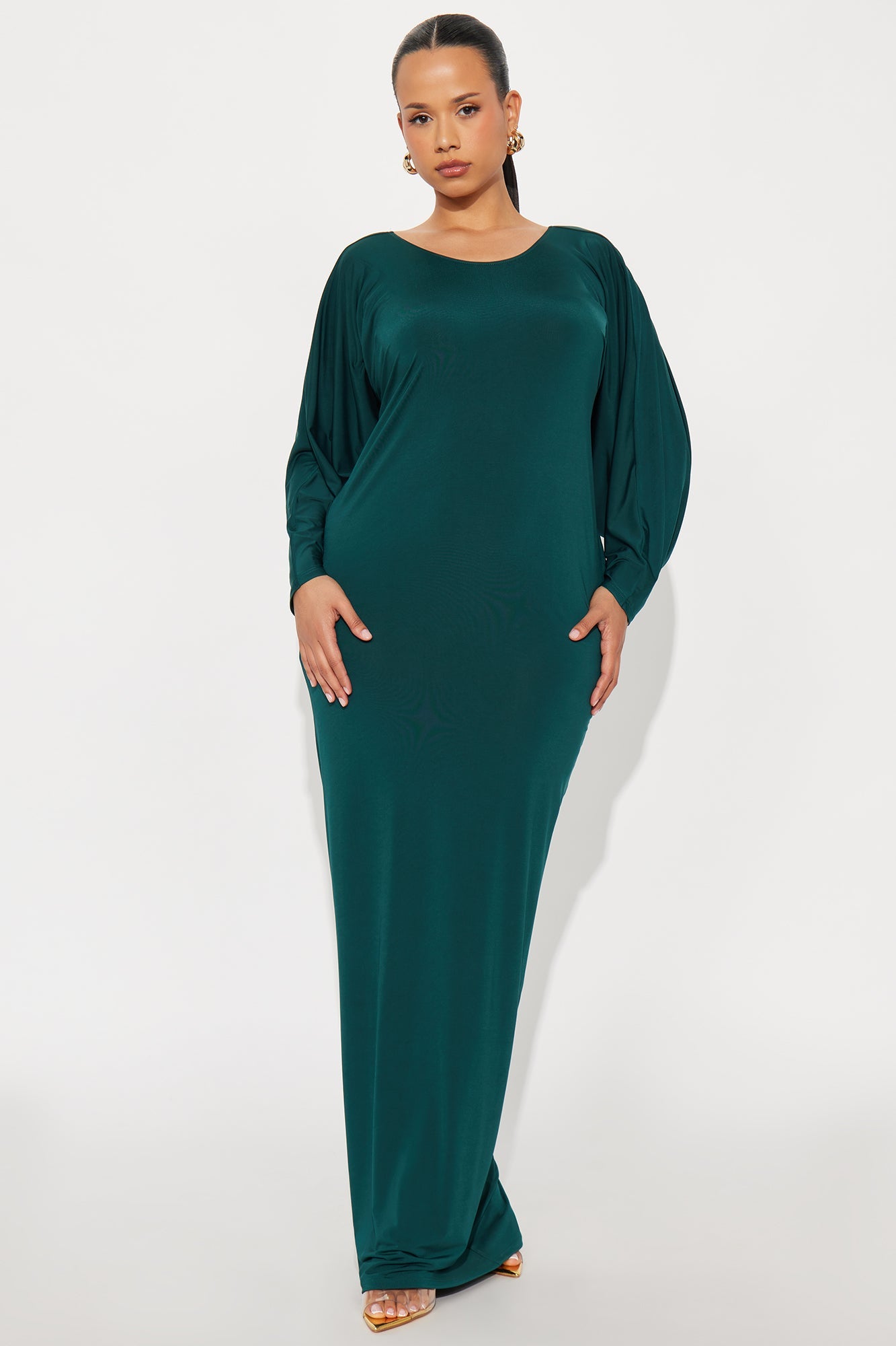 So Sensual Backless Maxi Dress - Hunter