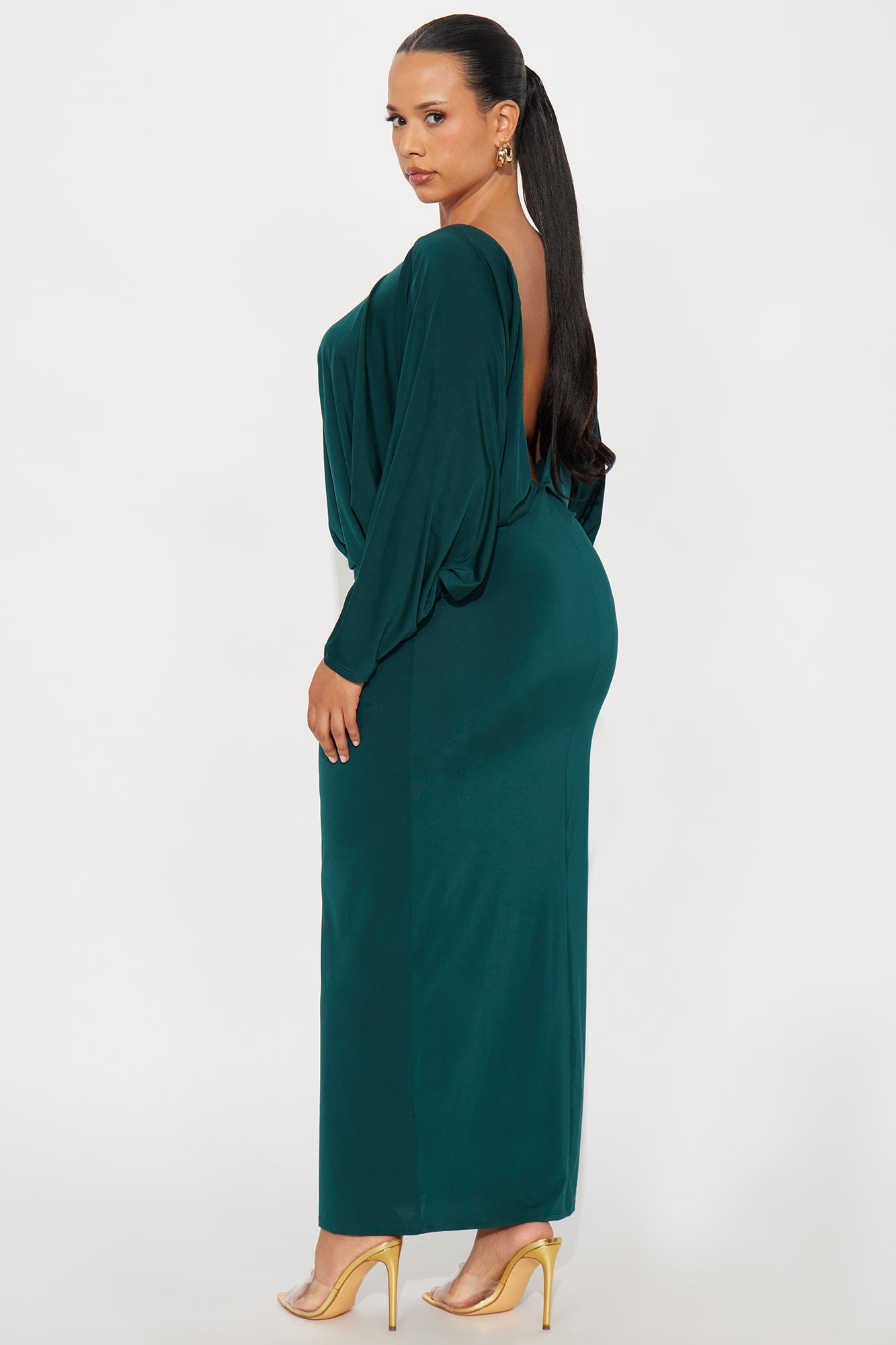 So Sensual Backless Maxi Dress - Hunter