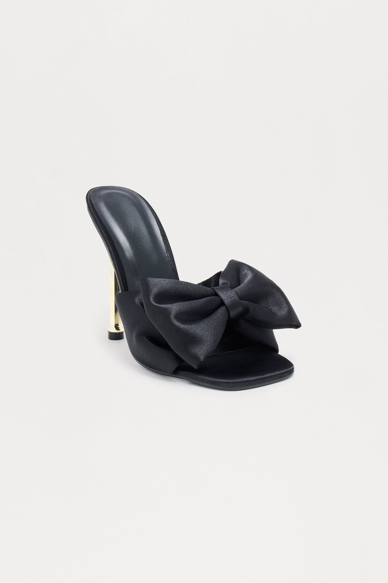 Rainey Satin Bow Heels - Black