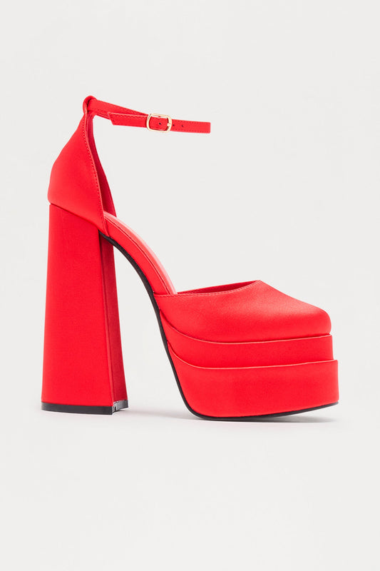 On My Best Behavior Extreme Platform Heels - Red