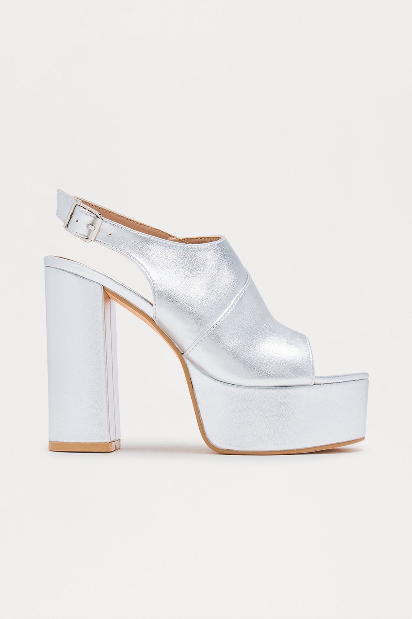 Kona Ankle Strap Platform Heels - Silver