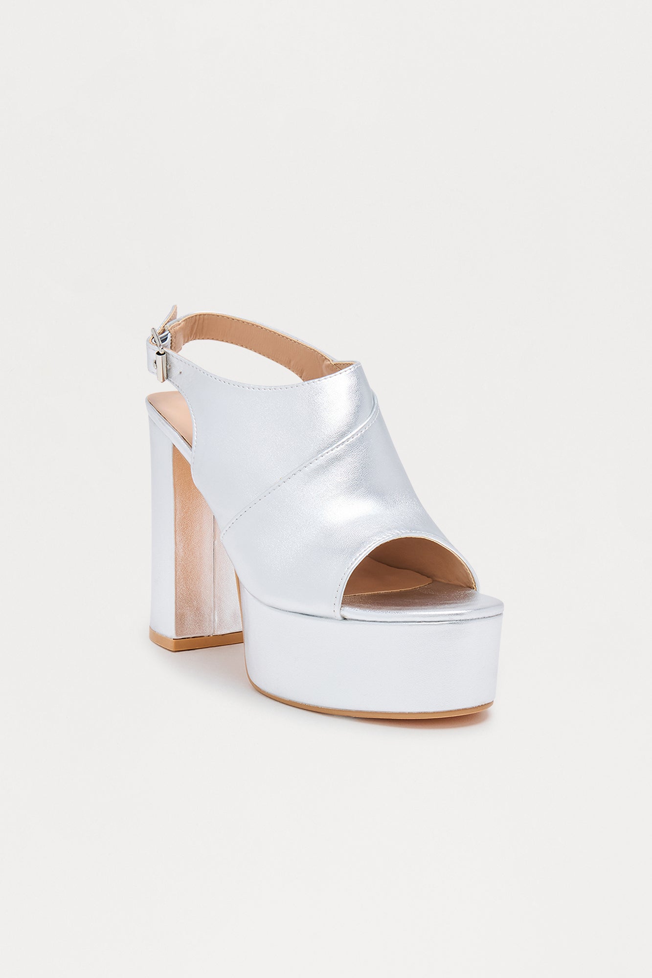 Kona Ankle Strap Platform Heels - Silver